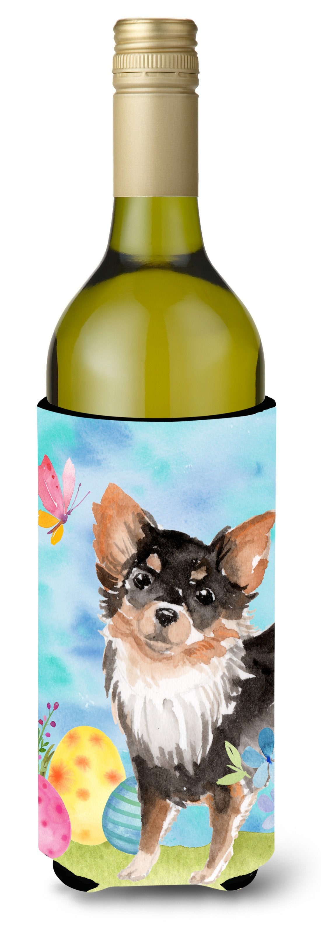 Long Haired Chihuahua Easter Wine Bottle Beverge Insulator Hugger BB9633LITERK by Caroline&#39;s Treasures