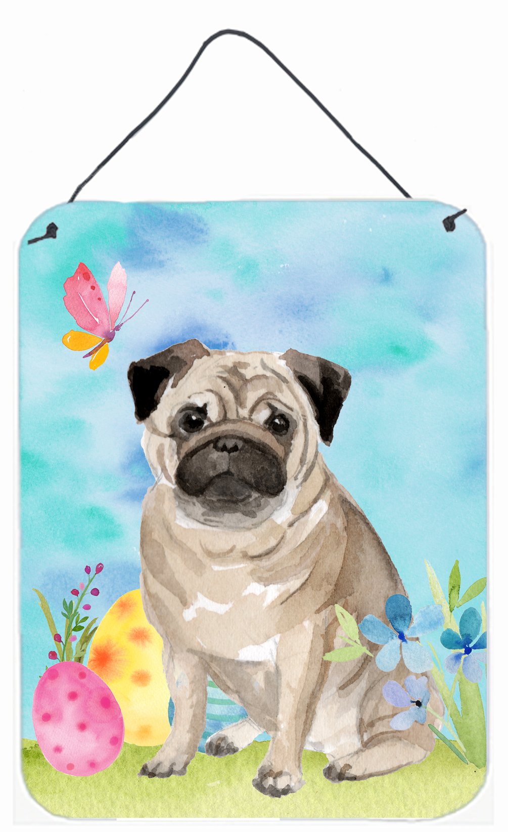Fawn Pug Easter Wall or Door Hanging Prints BB9635DS1216 by Caroline's Treasures