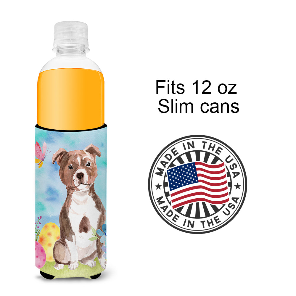 Red Staffie Bull Terrier Easter  Ultra Hugger for slim cans BB9636MUK  the-store.com.