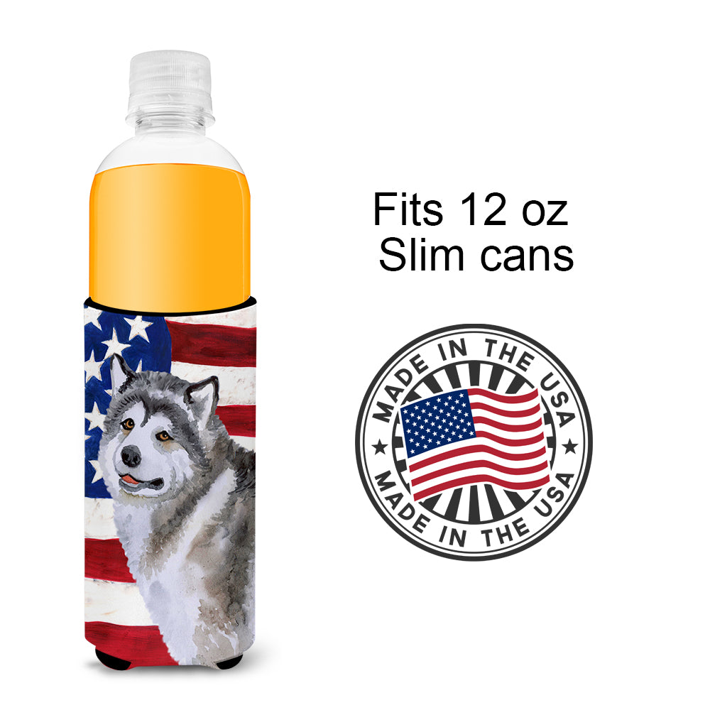 Alaskan Malamute Patriotic  Ultra Hugger for slim cans BB9638MUK
