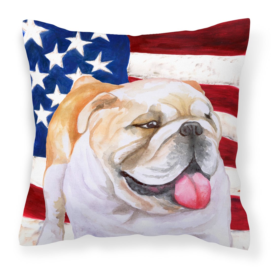 English Bulldog Patriotic Fabric Decorative Pillow BB9639PW1818 by Caroline&#39;s Treasures