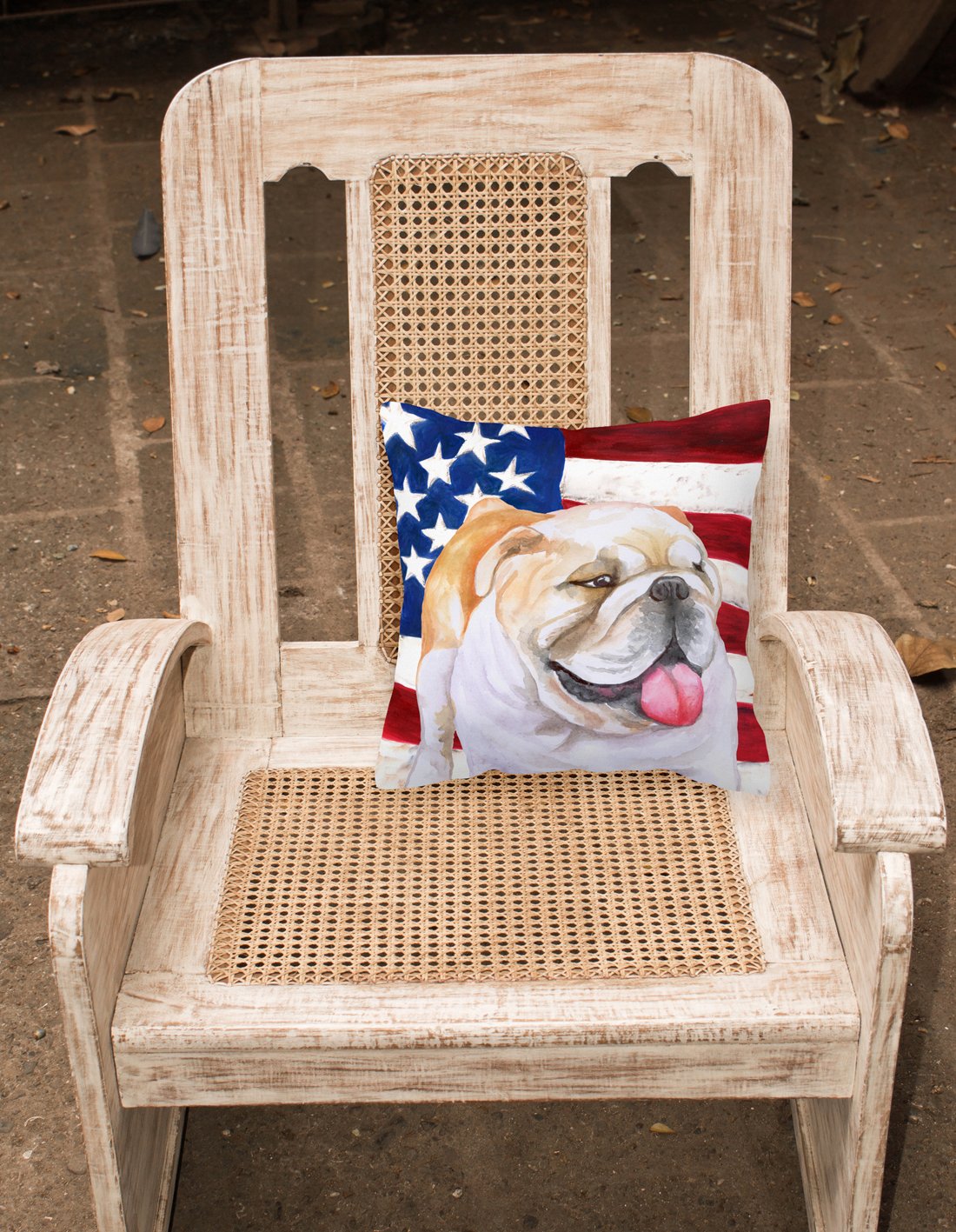 English Bulldog Patriotic Fabric Decorative Pillow BB9639PW1818 by Caroline's Treasures