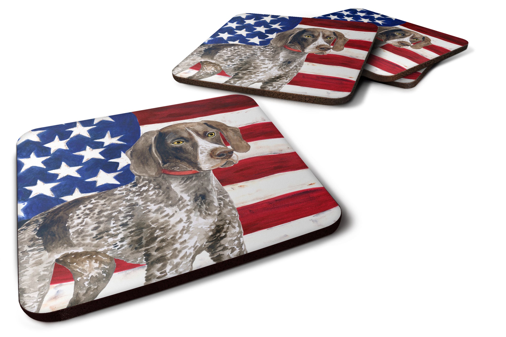 German Shorthaired Pointer Patriotic Foam Coaster Set of 4 BB9641FC - the-store.com