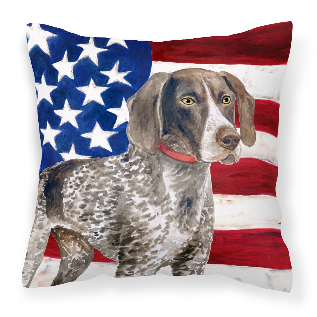German Shorthaired Pointer Patriotic Fabric Decorative Pillow BB9641PW1818 by Caroline&#39;s Treasures