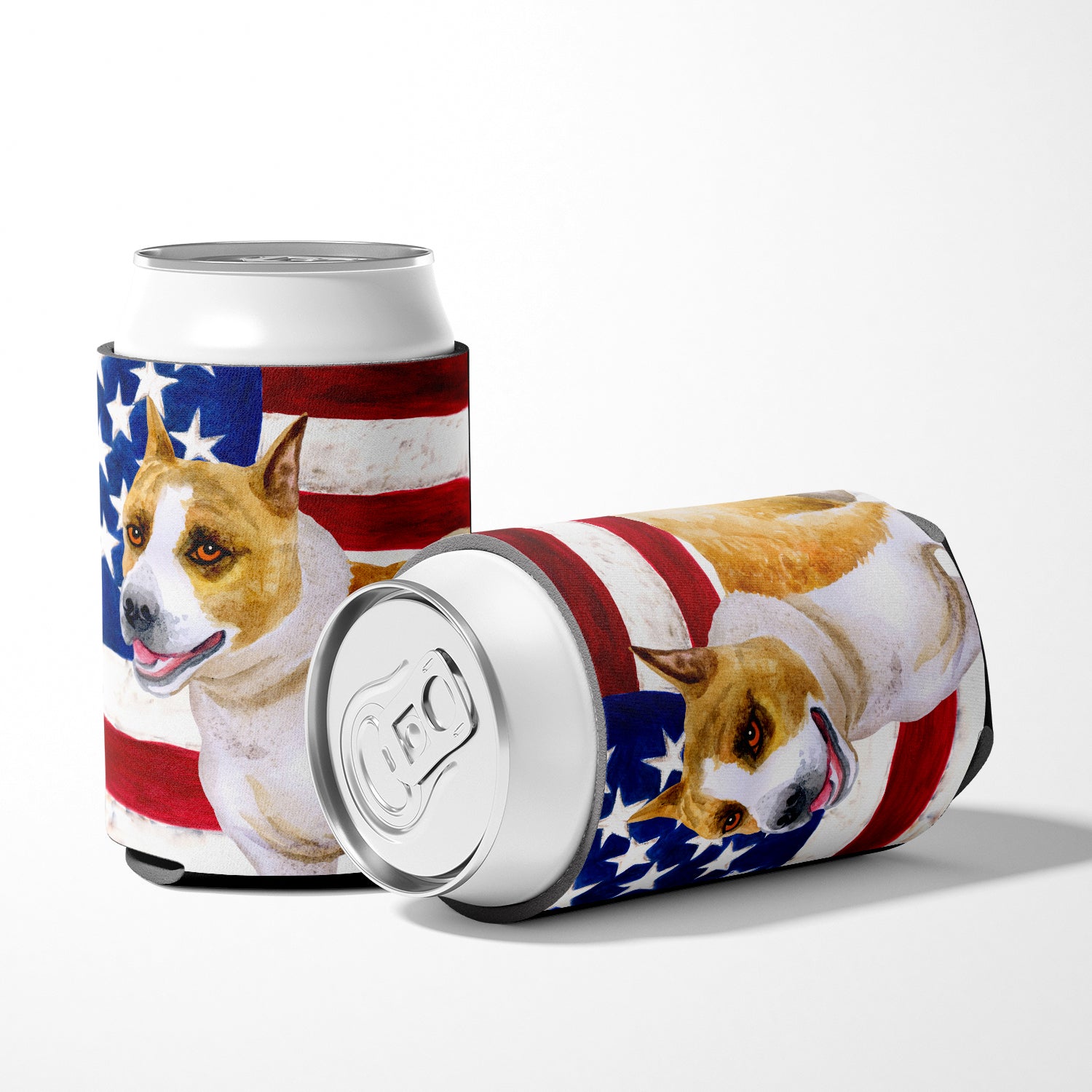 American Staffordshire Patriotic Can or Bottle Hugger BB9644CC  the-store.com.