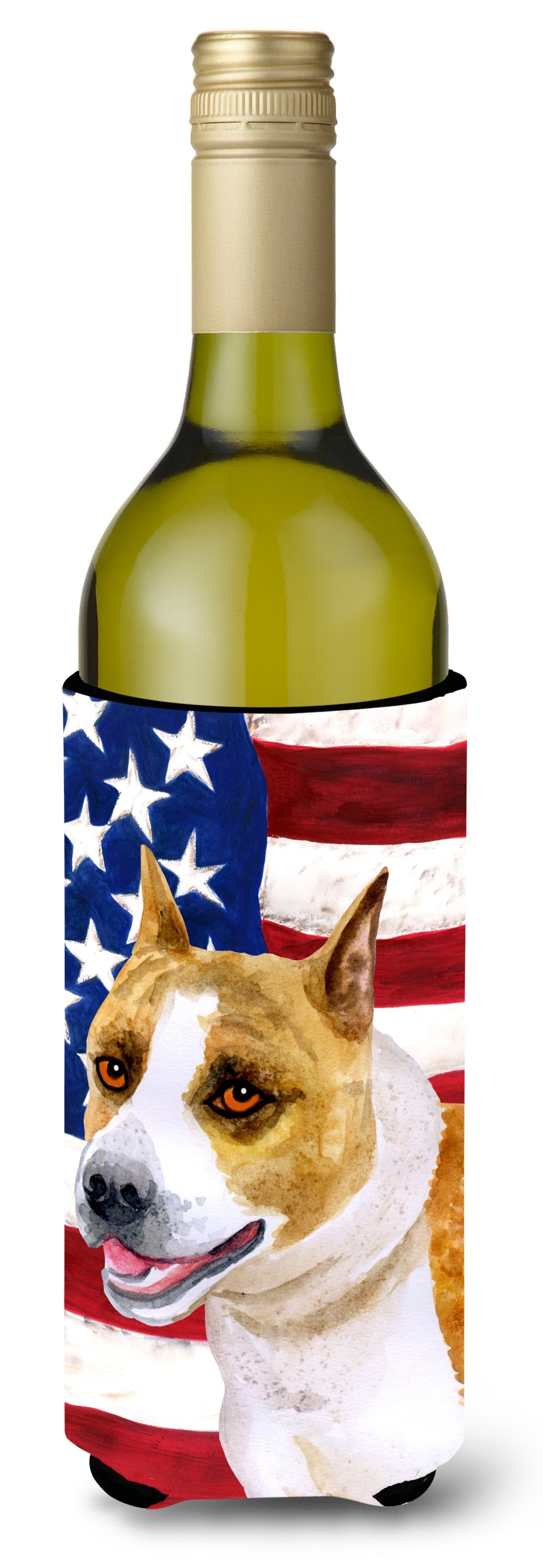 American Staffordshire Patriotic Wine Bottle Beverge Insulator Hugger BB9644LITERK by Caroline&#39;s Treasures