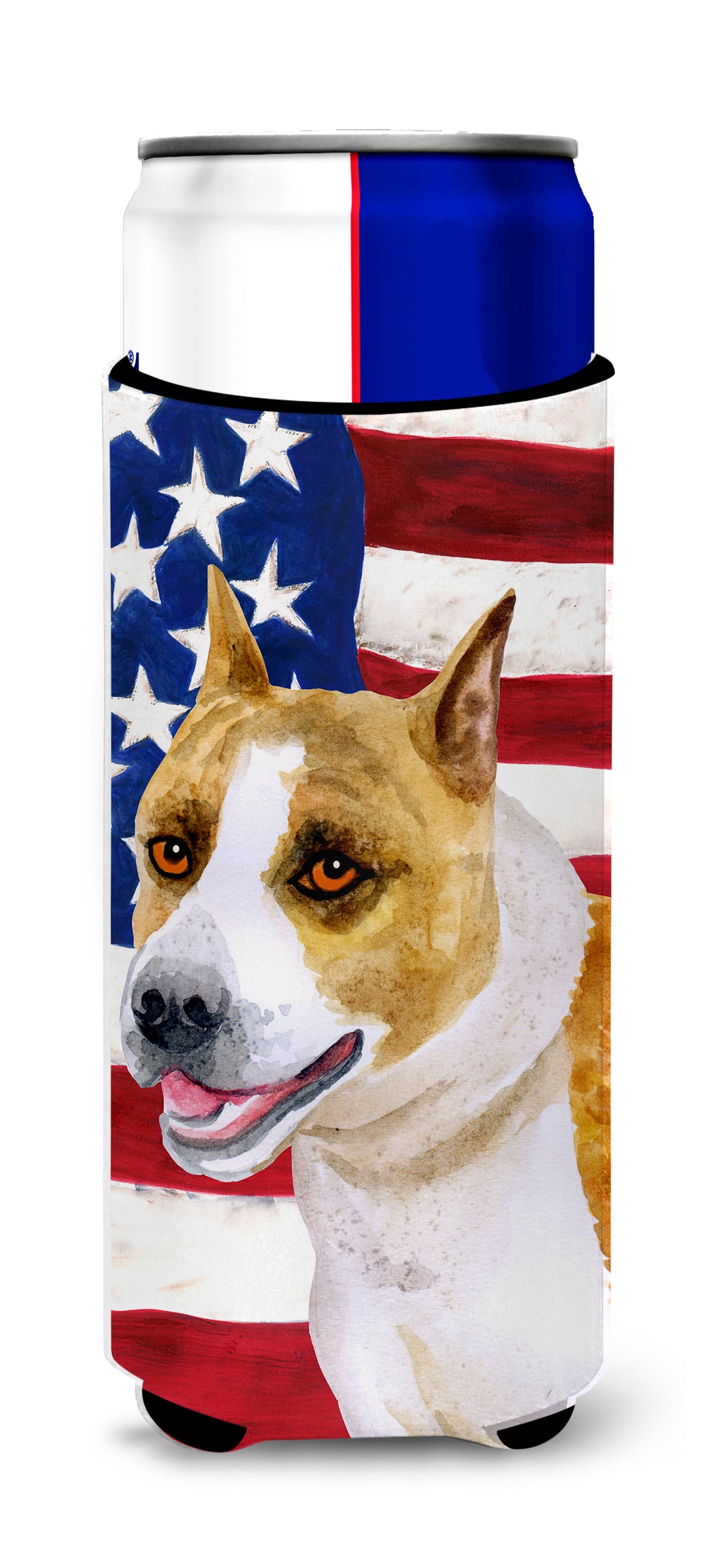 American Staffordshire Patriotic  Ultra Hugger for slim cans BB9644MUK  the-store.com.