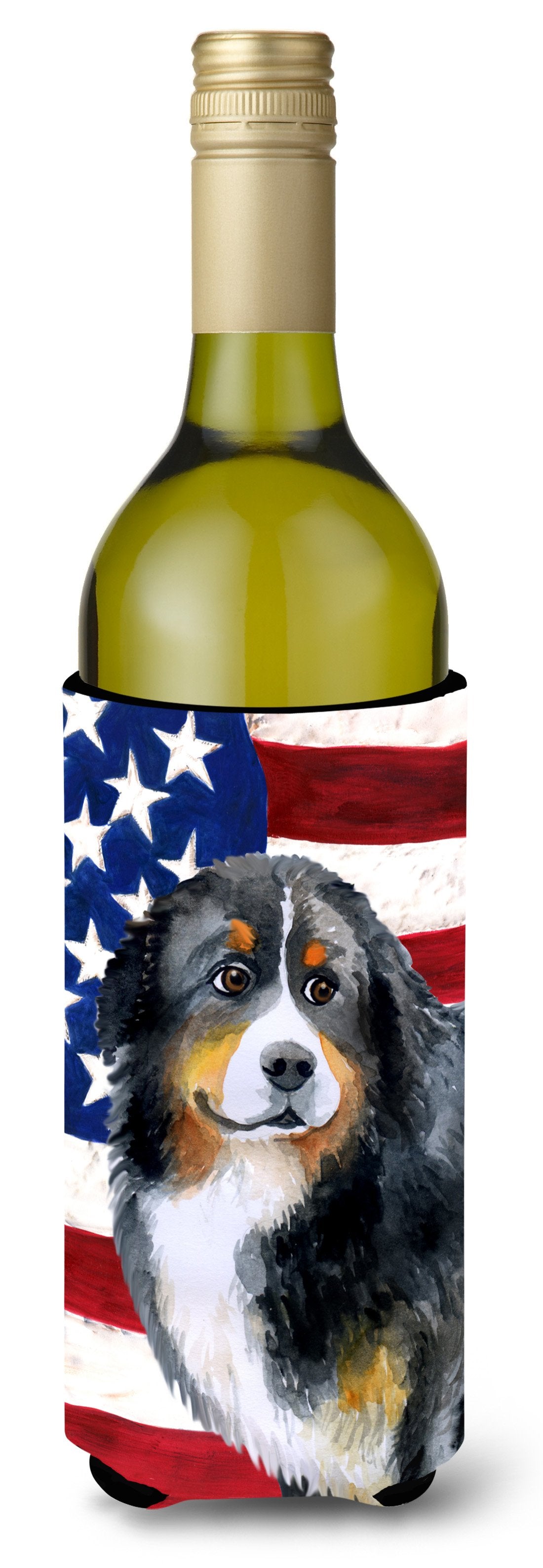 Bernese Mountain Dog Patriotic Wine Bottle Beverge Insulator Hugger BB9645LITERK by Caroline&#39;s Treasures