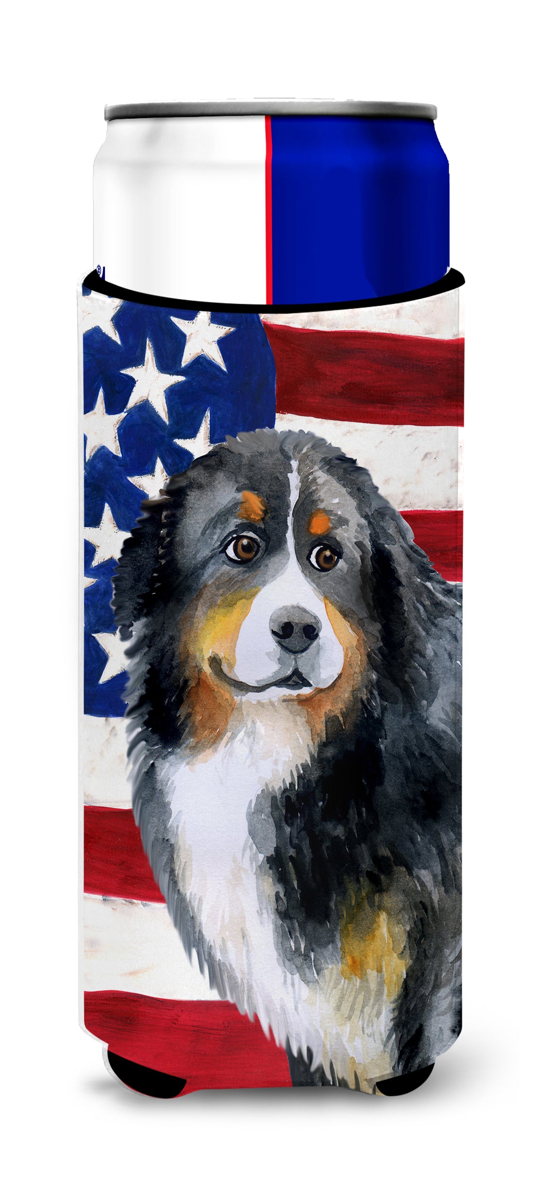 Bernese Mountain Dog Patriotic  Ultra Hugger for slim cans BB9645MUK  the-store.com.