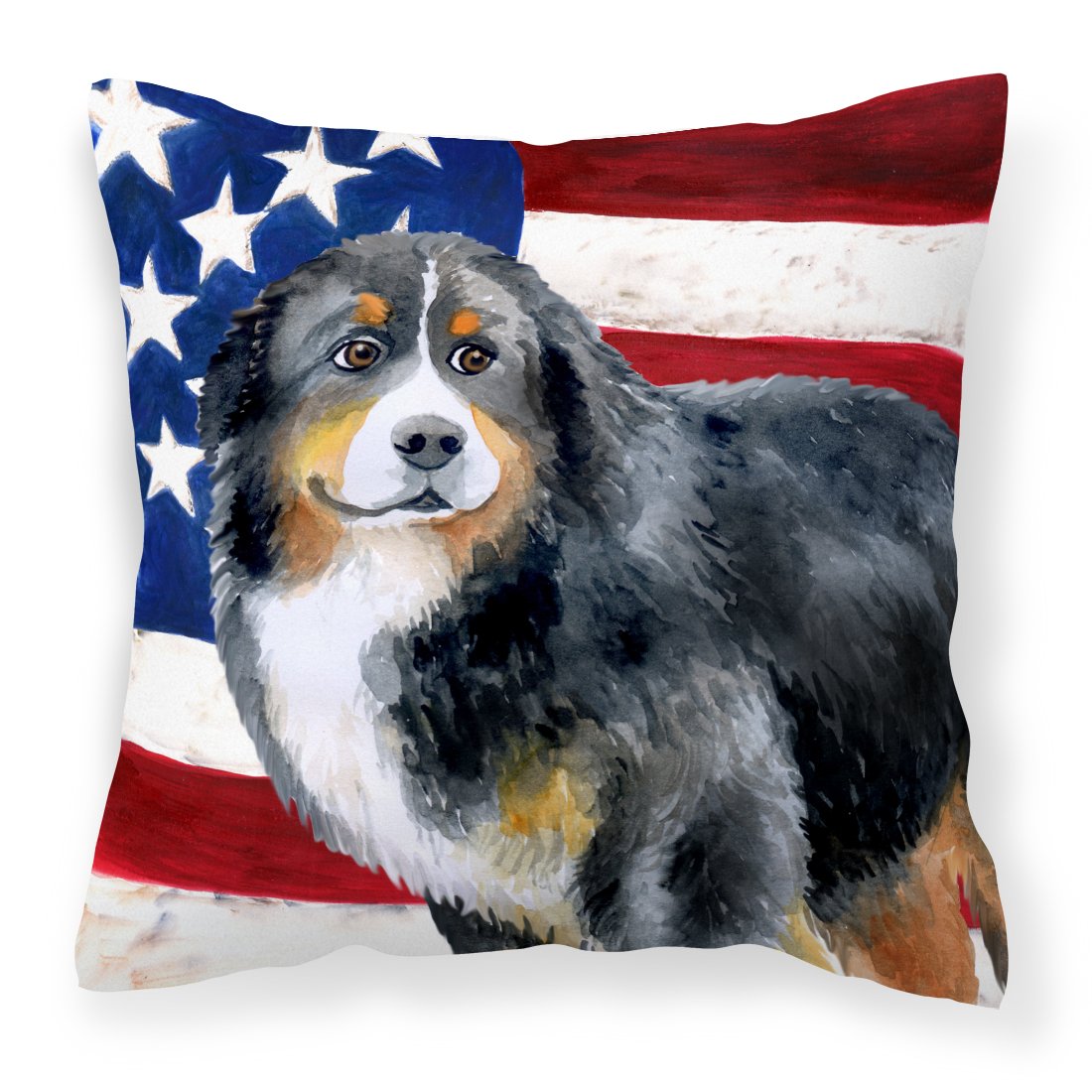Bernese Mountain Dog Patriotic Fabric Decorative Pillow BB9645PW1818 by Caroline&#39;s Treasures
