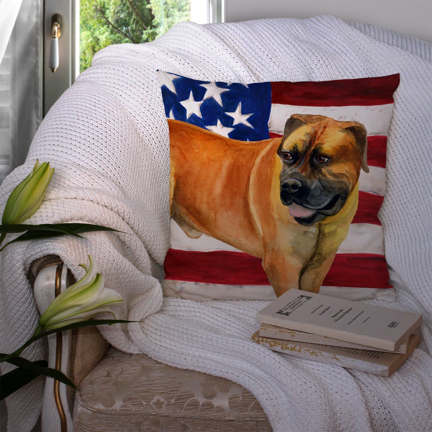 Boerboel Mastiff Patriotic Fabric Decorative Pillow BB9646PW1414 - the-store.com