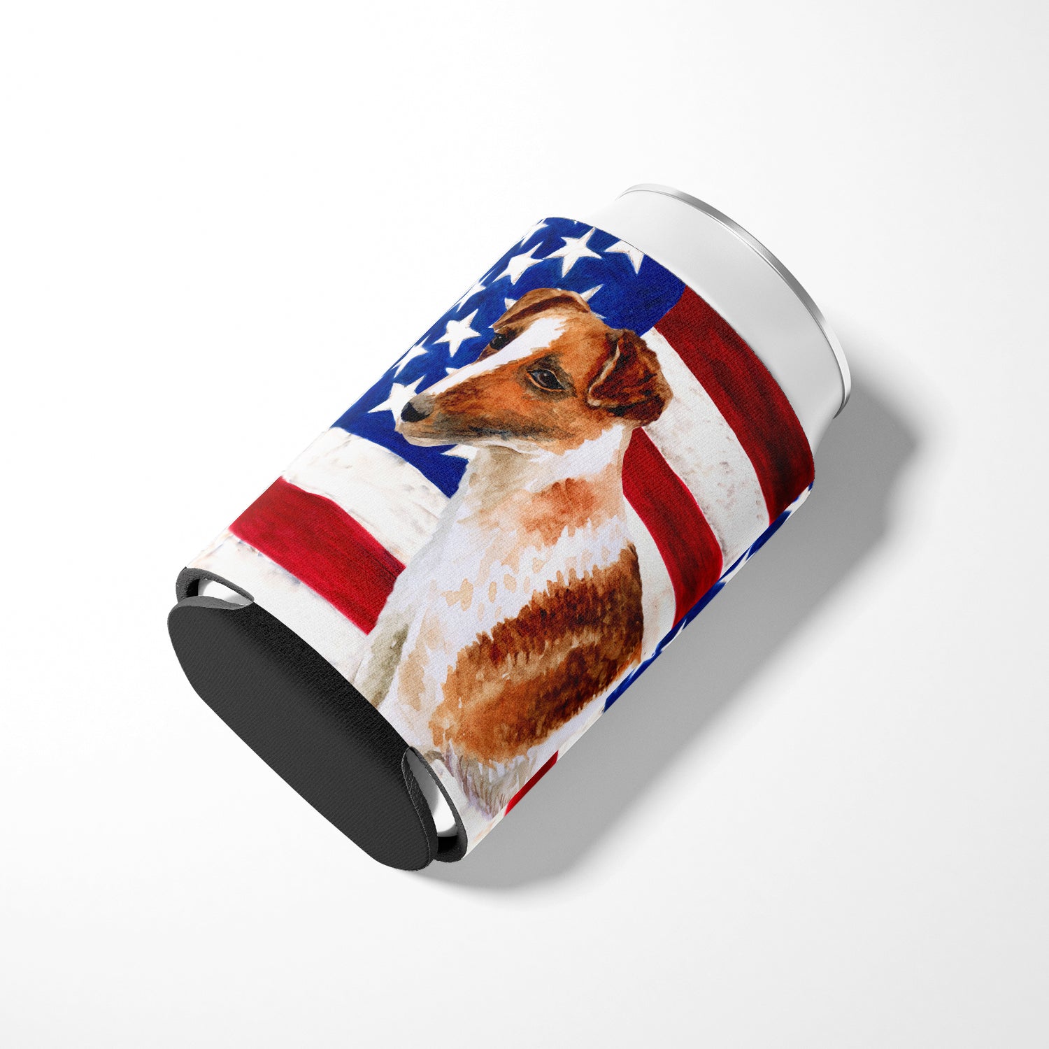Smooth Fox Terrier Patriotic Can or Bottle Hugger BB9647CC