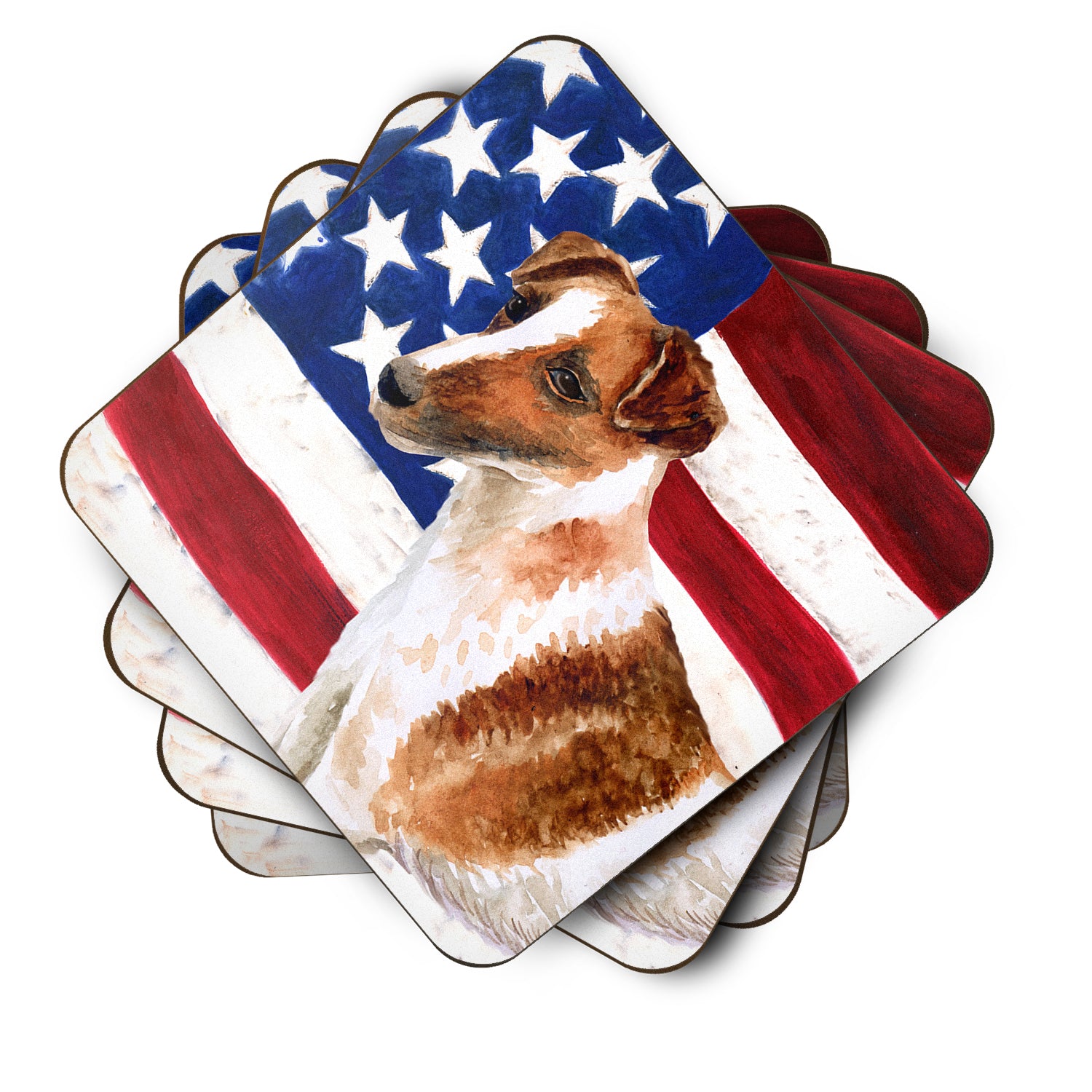 Smooth Fox Terrier Patriotic Foam Coaster Set of 4 BB9647FC - the-store.com