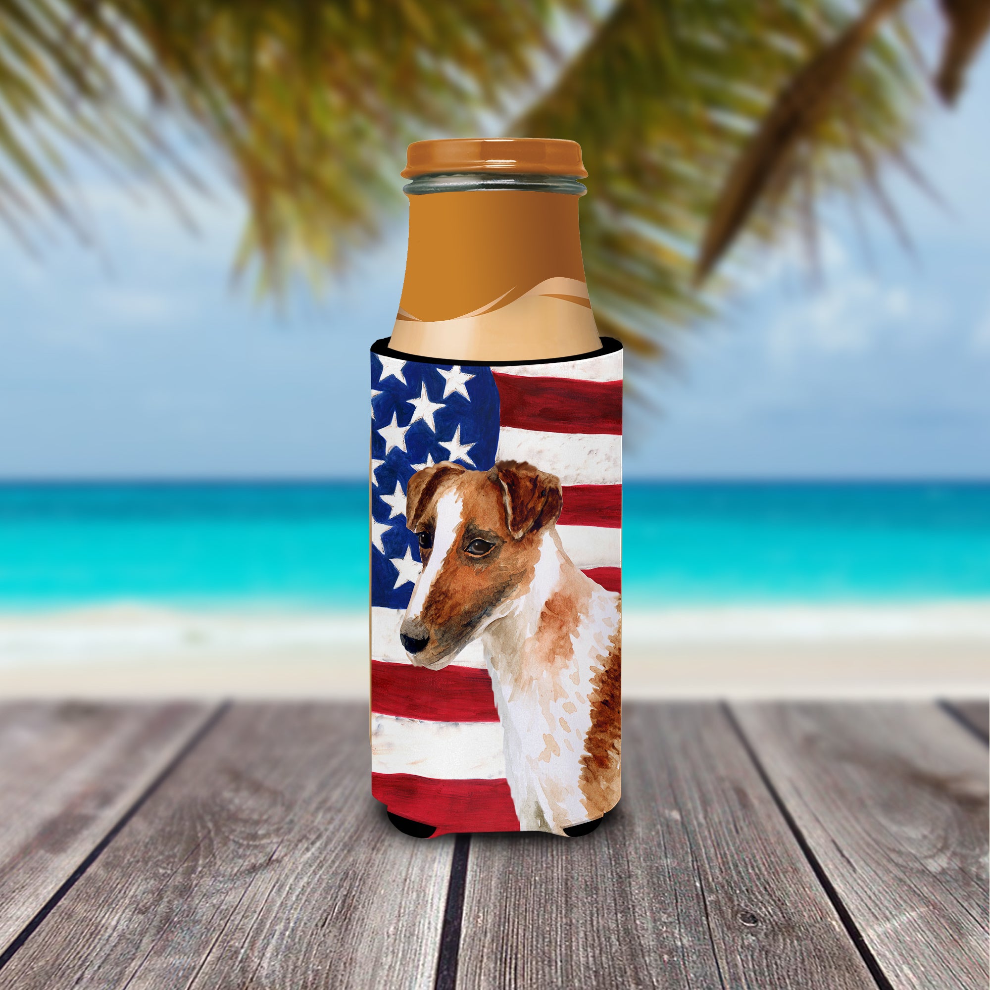 Smooth Fox Terrier Patriotic  Ultra Hugger for slim cans BB9647MUK