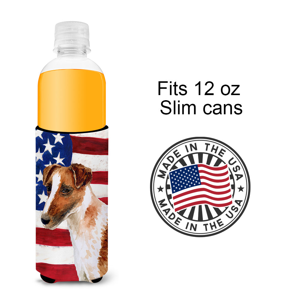 Smooth Fox Terrier Patriotic  Ultra Hugger for slim cans BB9647MUK  the-store.com.
