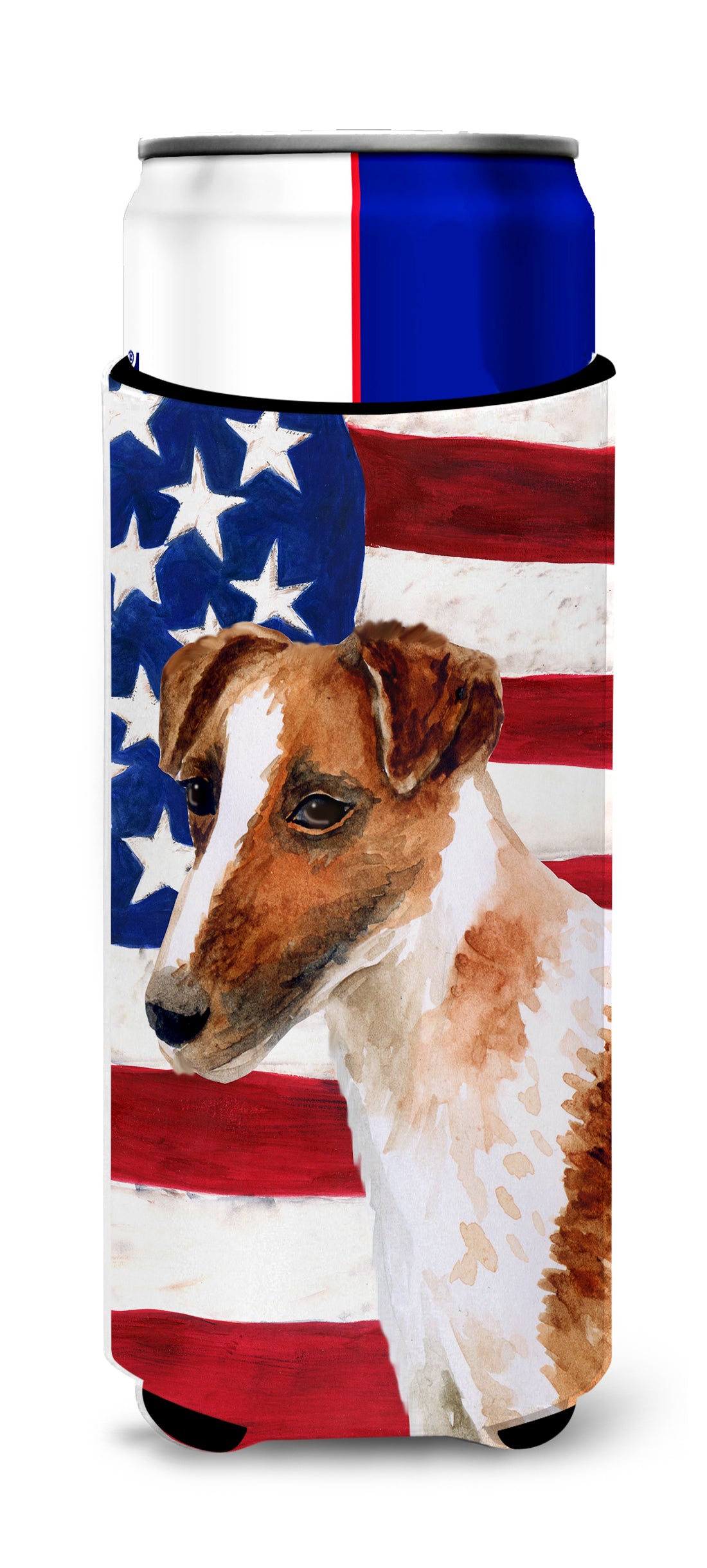 Smooth Fox Terrier Patriotic  Ultra Hugger for slim cans BB9647MUK  the-store.com.