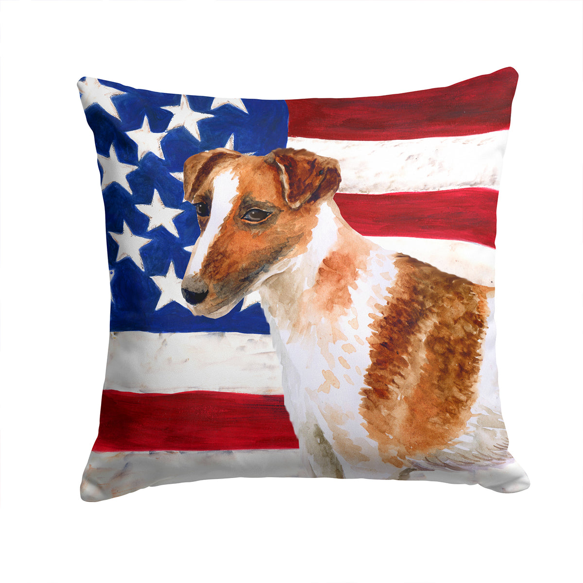 Smooth Fox Terrier Patriotic Fabric Decorative Pillow BB9647PW1414 - the-store.com