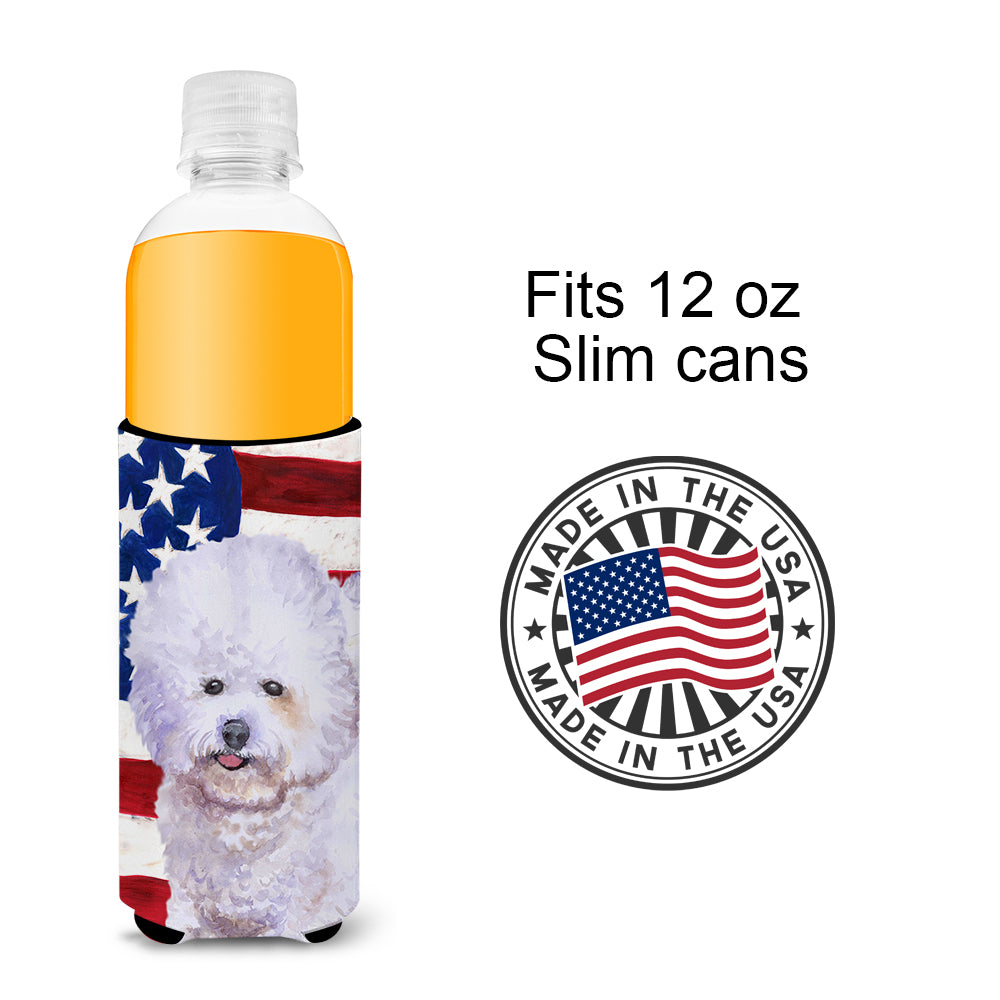 Bichon Frise Patriotic  Ultra Hugger for slim cans BB9648MUK  the-store.com.