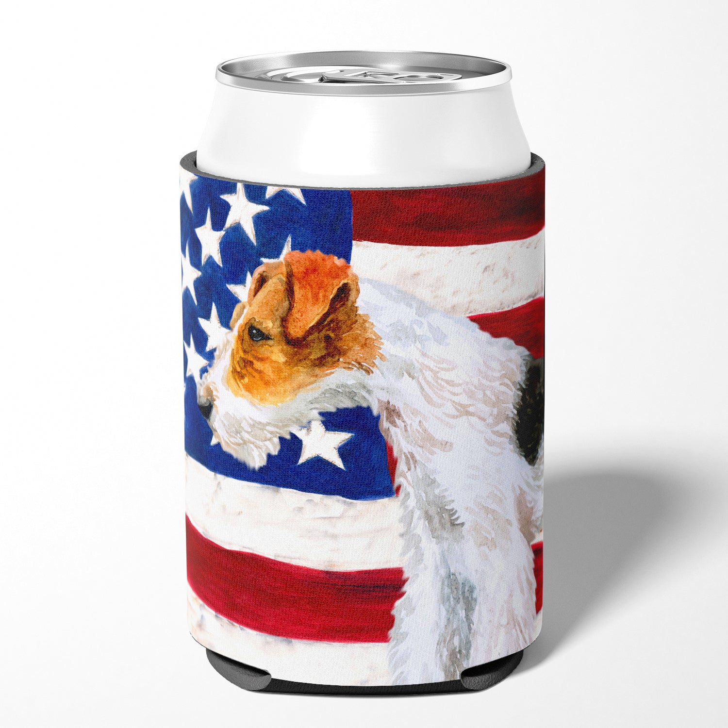 Fox Terrier Patriotic Can or Bottle Hugger BB9650CC  the-store.com.