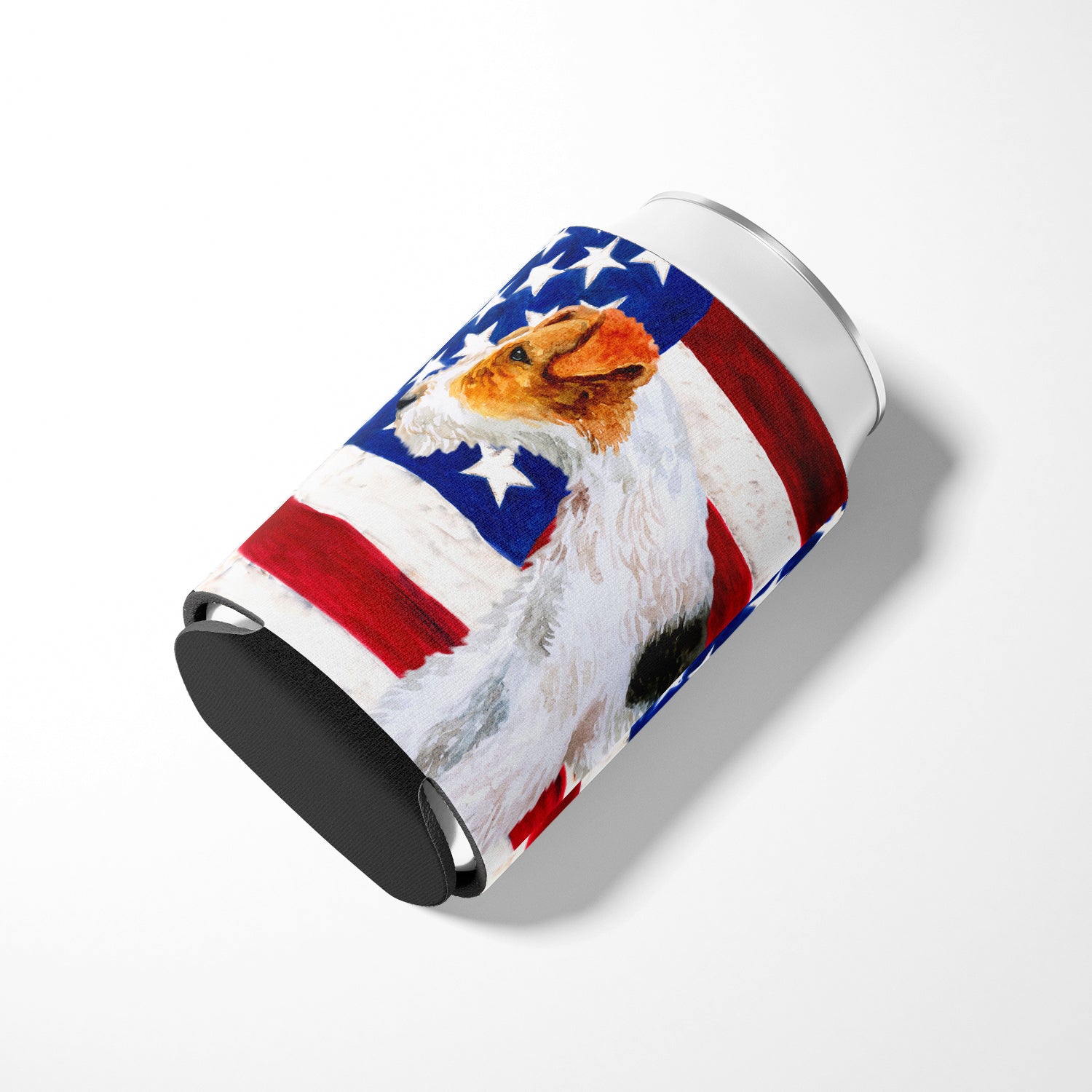 Fox Terrier Patriotic Can or Bottle Hugger BB9650CC