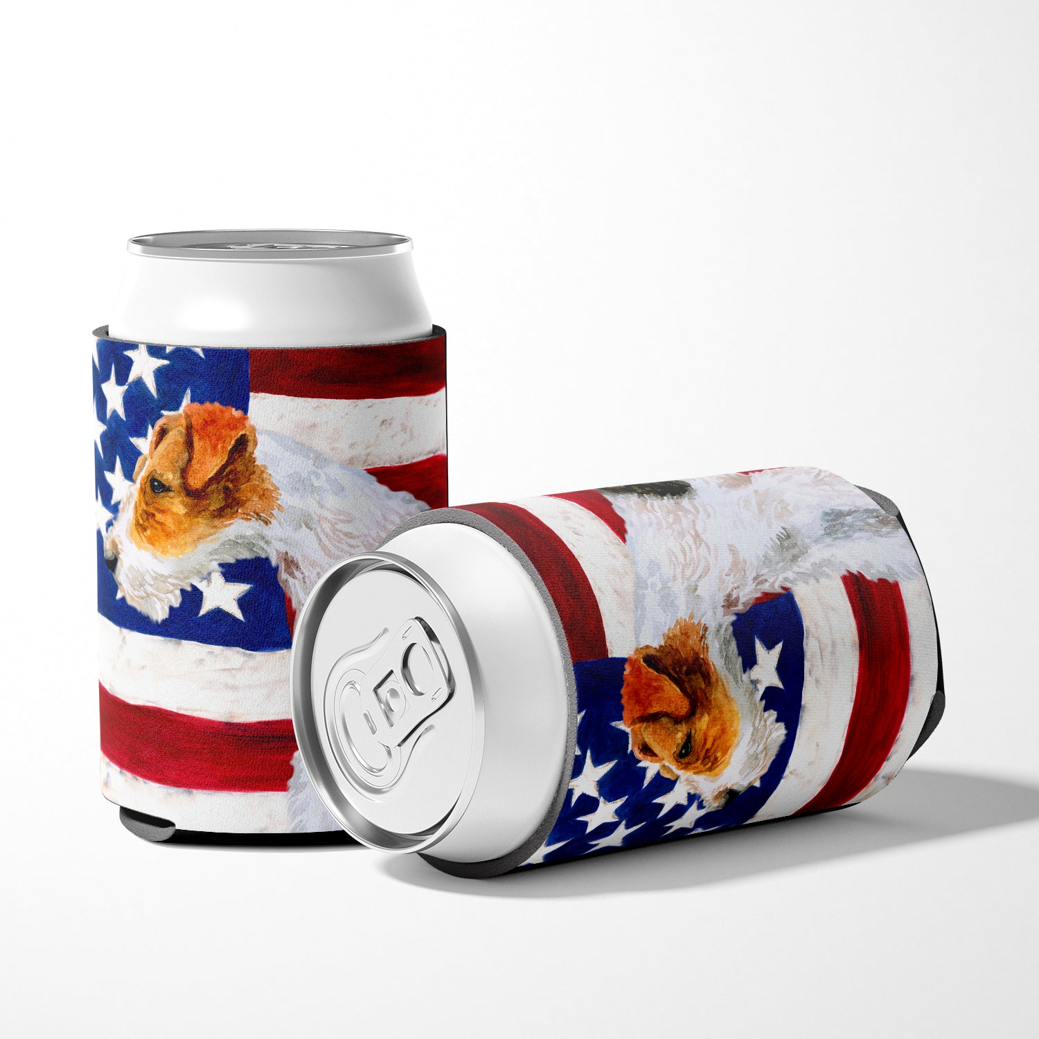 Fox Terrier Patriotic Can or Bottle Hugger BB9650CC  the-store.com.