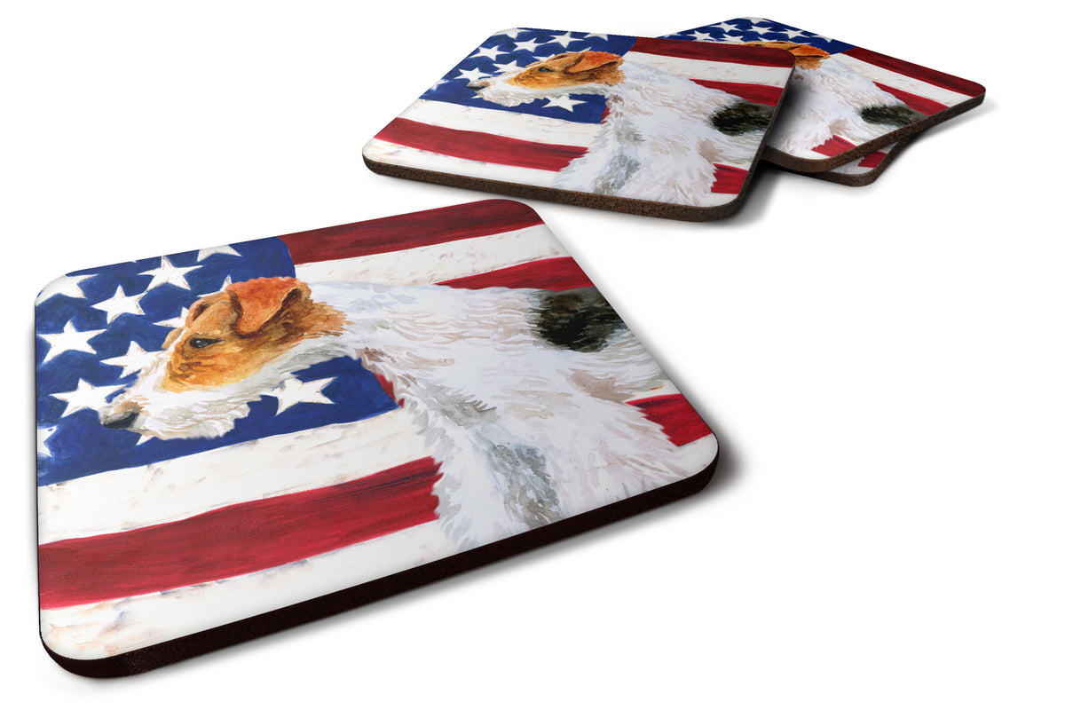 Fox Terrier Patriotic Foam Coaster Set of 4 BB9650FC - the-store.com