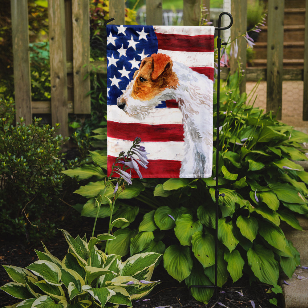 Fox Terrier Patriotic Flag Garden Size BB9650GF  the-store.com.