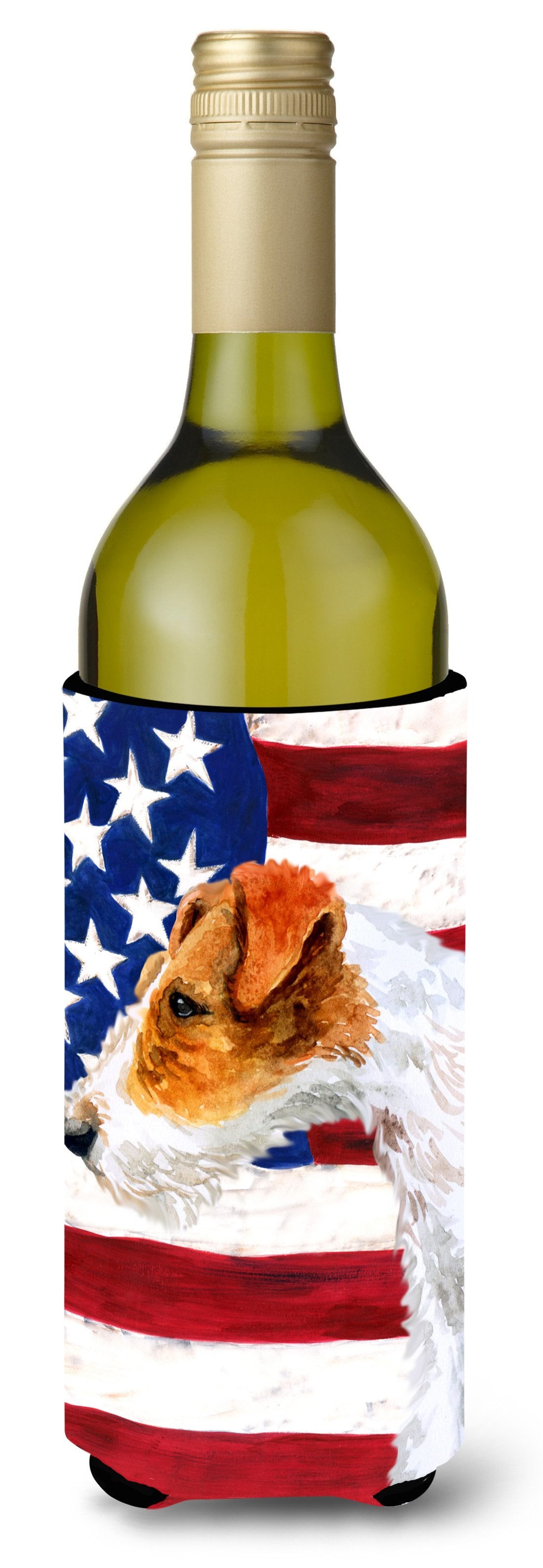 Fox Terrier Patriotic Wine Bottle Beverge Insulator Hugger BB9650LITERK by Caroline&#39;s Treasures