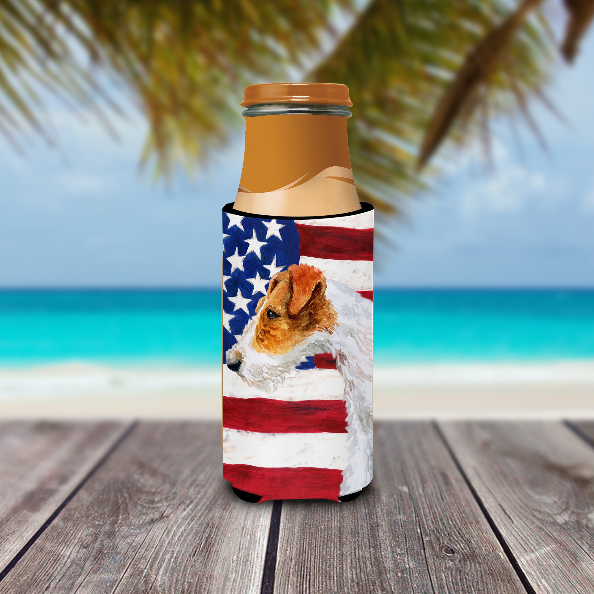 Fox Terrier Patriotic  Ultra Hugger for slim cans BB9650MUK  the-store.com.