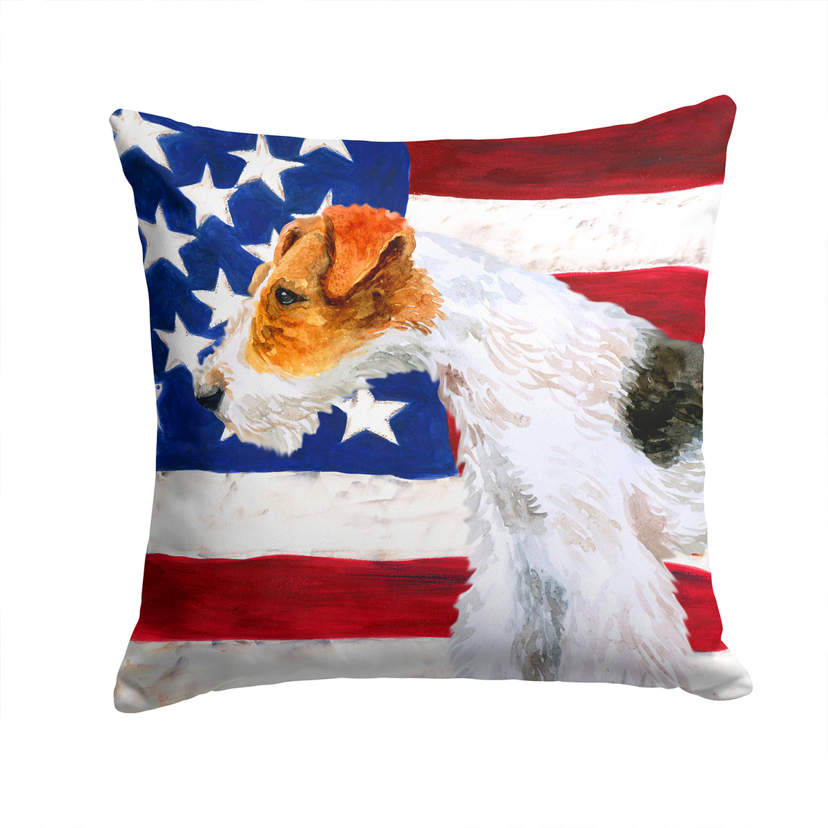 Fox Terrier Patriotic Fabric Decorative Pillow BB9650PW1414 - the-store.com