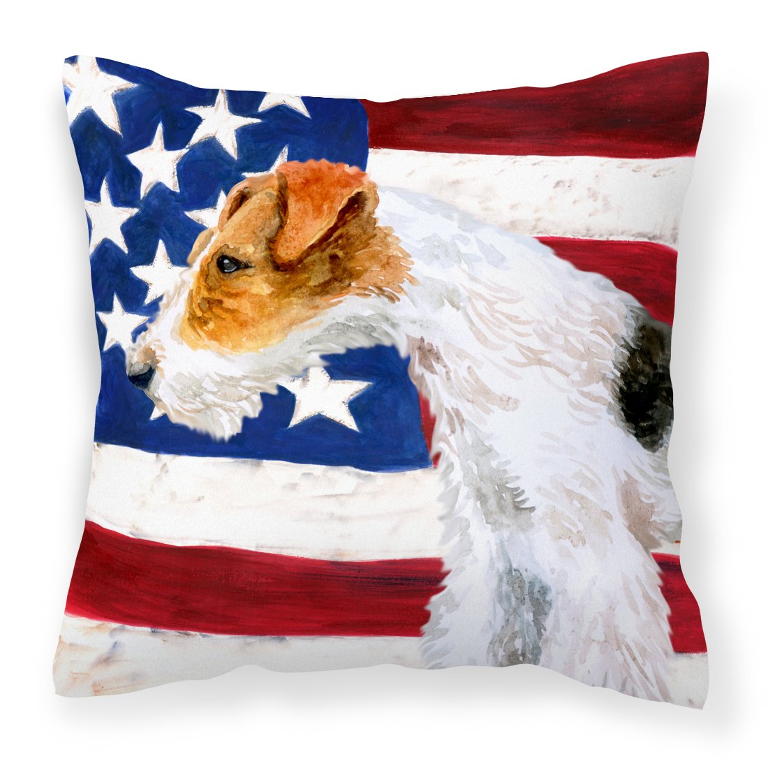 Fox Terrier Patriotic Fabric Decorative Pillow BB9650PW1818 by Caroline&#39;s Treasures