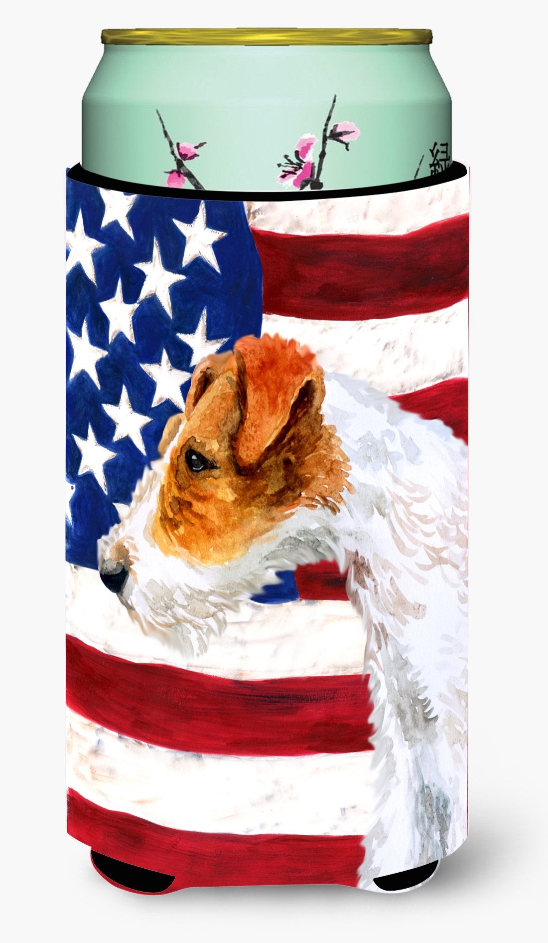 Fox Terrier Patriotic Tall Boy Beverage Insulator Hugger BB9650TBC by Caroline&#39;s Treasures