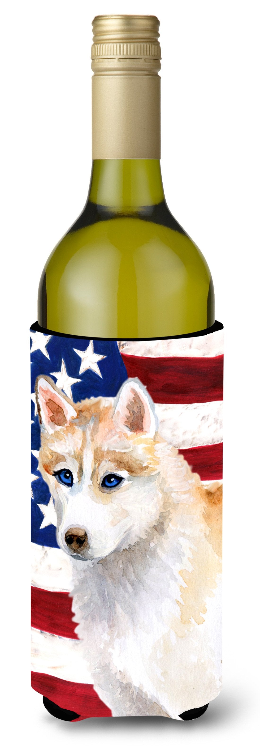 Siberian Husky Patriotic Wine Bottle Beverge Insulator Hugger BB9655LITERK by Caroline&#39;s Treasures