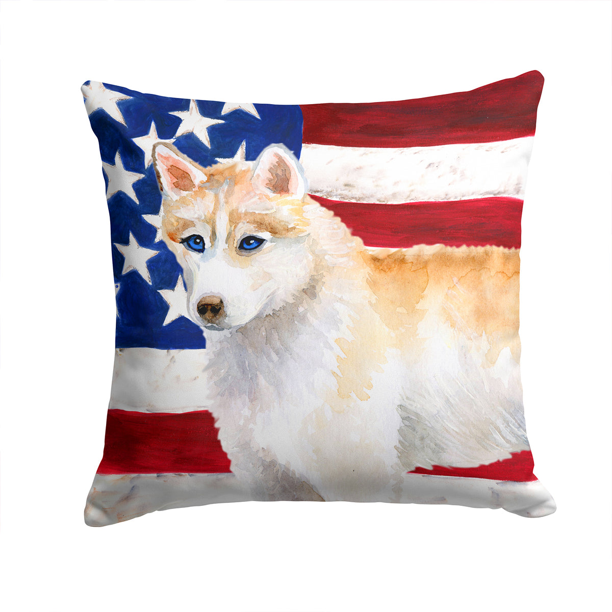 Siberian Husky Patriotic Fabric Decorative Pillow BB9655PW1414 - the-store.com
