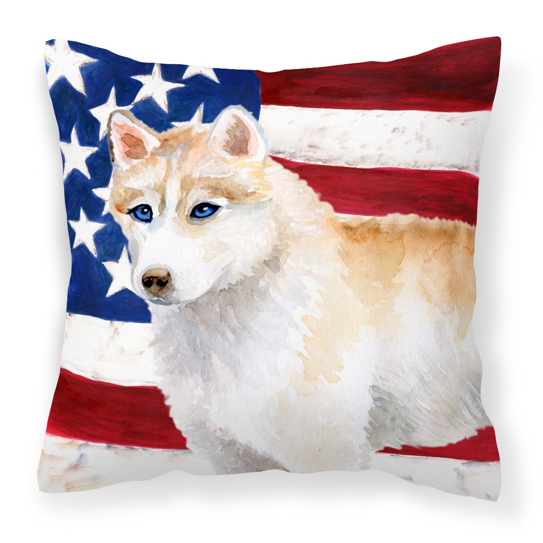 Siberian Husky Patriotic Fabric Decorative Pillow BB9655PW1818 by Caroline&#39;s Treasures