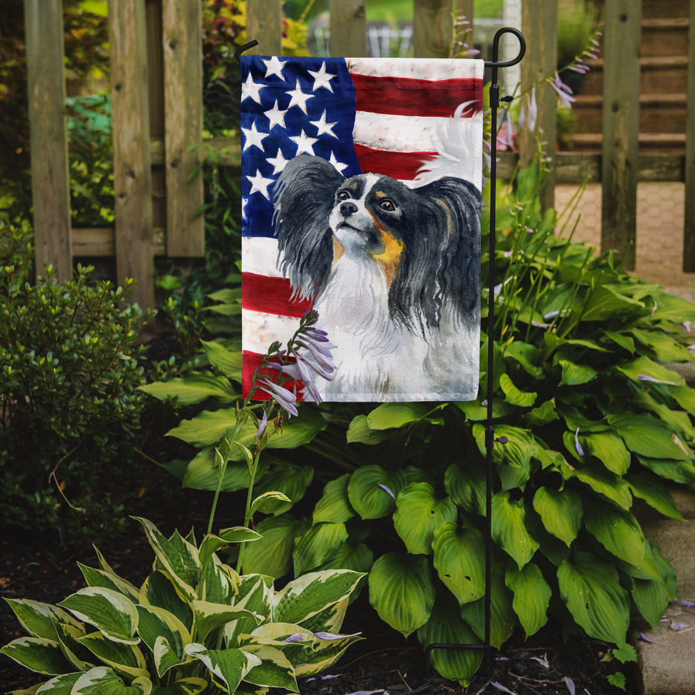 Caroline's Treasures Papillon Patriotic Garden Flag - Outdoor Decorative Yard Flag BB9657GF
