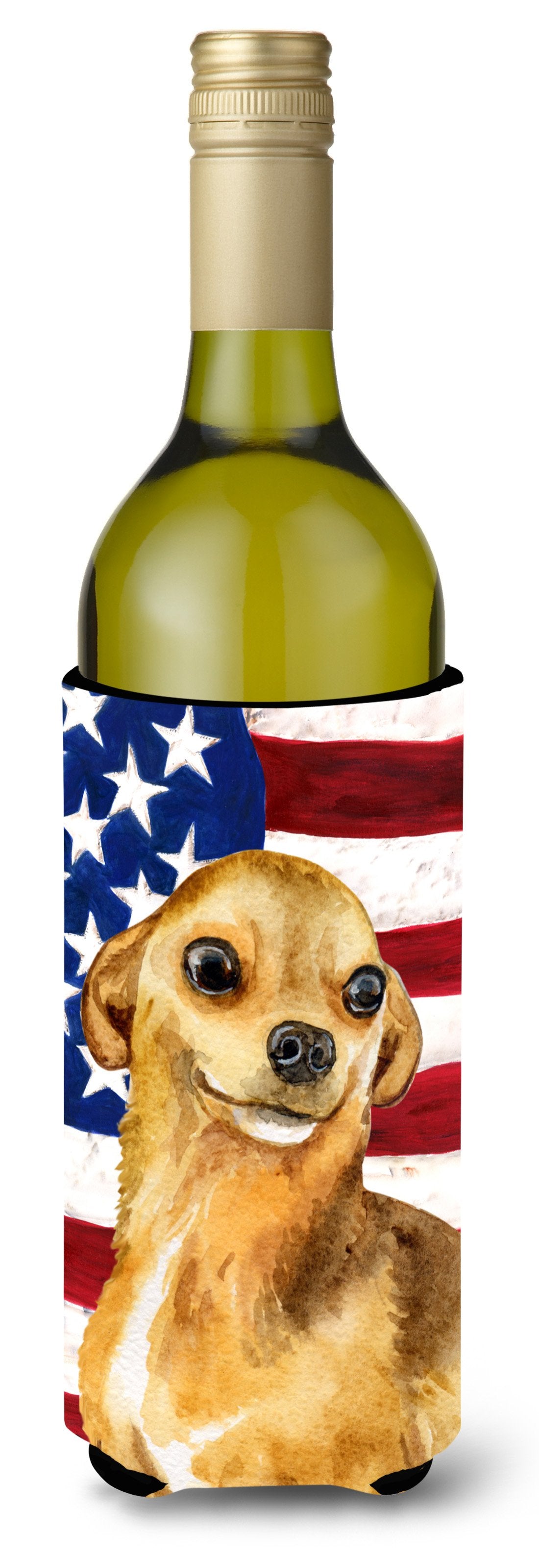 Chihuahua Patriotic Wine Bottle Beverge Insulator Hugger BB9658LITERK by Caroline&#39;s Treasures