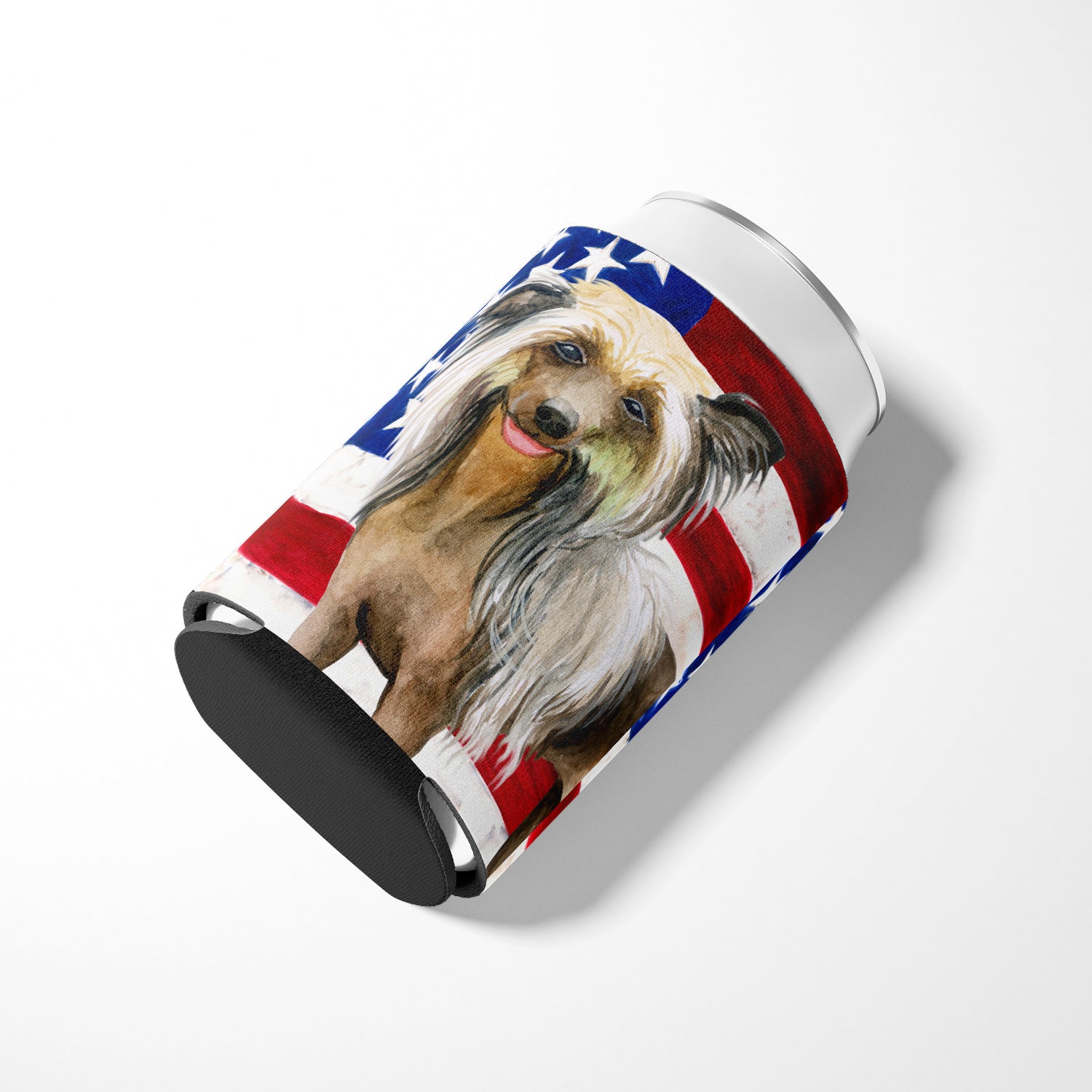 Chinese Crested Patriotic Can or Bottle Hugger BB9659CC