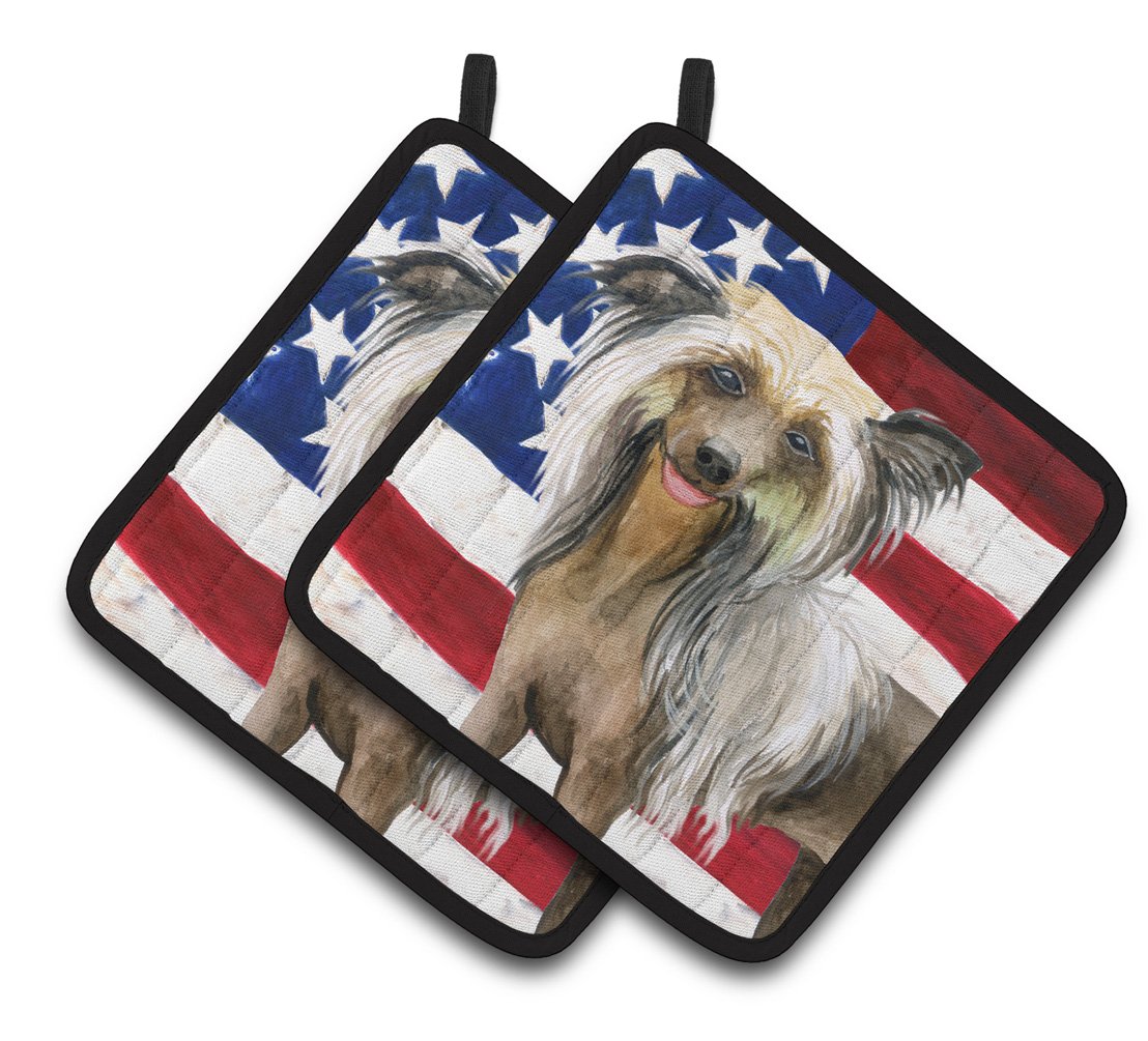 Chinese Crested Patriotic Pair of Pot Holders BB9659PTHD by Caroline&#39;s Treasures