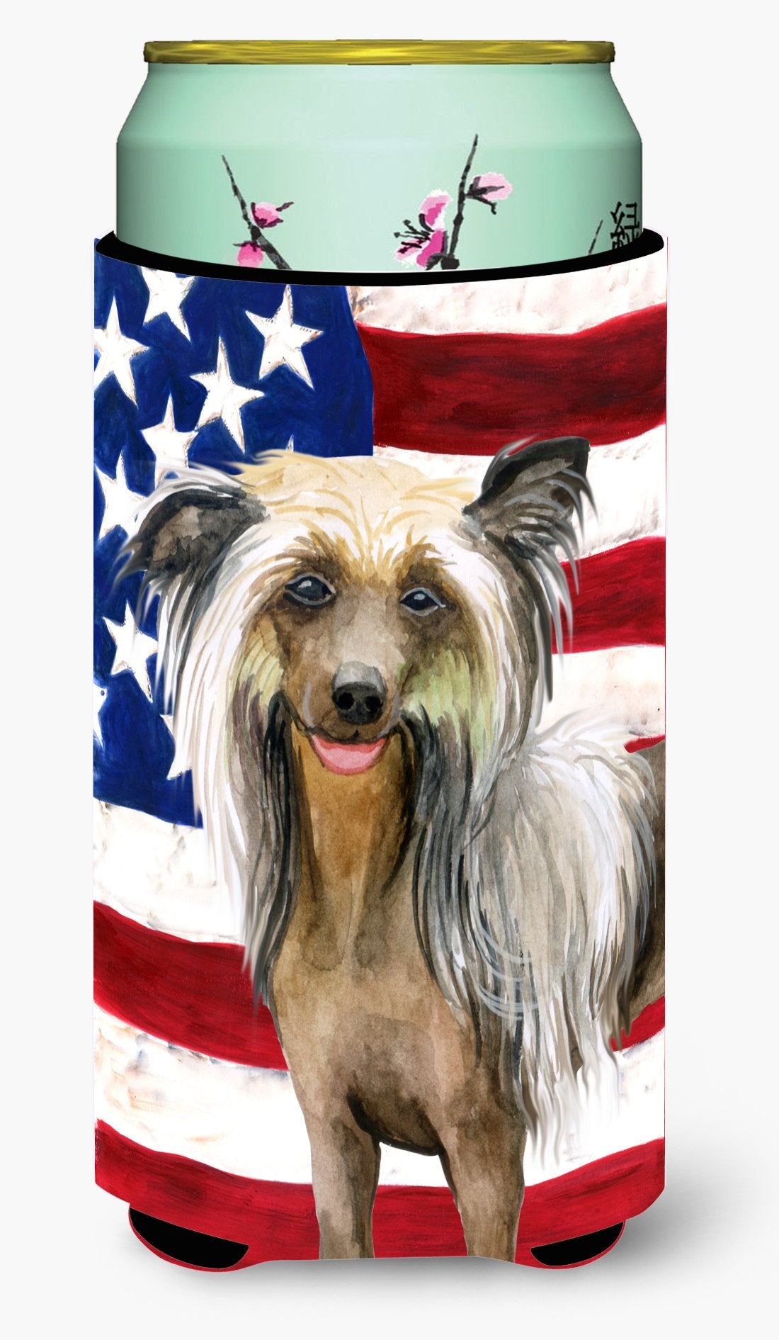 Chinese Crested Patriotic Tall Boy Beverage Insulator Hugger BB9659TBC by Caroline&#39;s Treasures