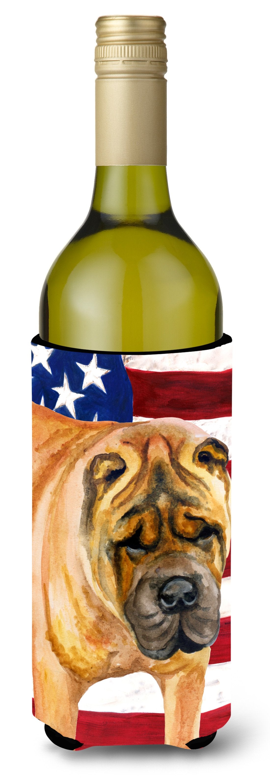 Shar Pei Patriotic Wine Bottle Beverge Insulator Hugger BB9661LITERK by Caroline's Treasures