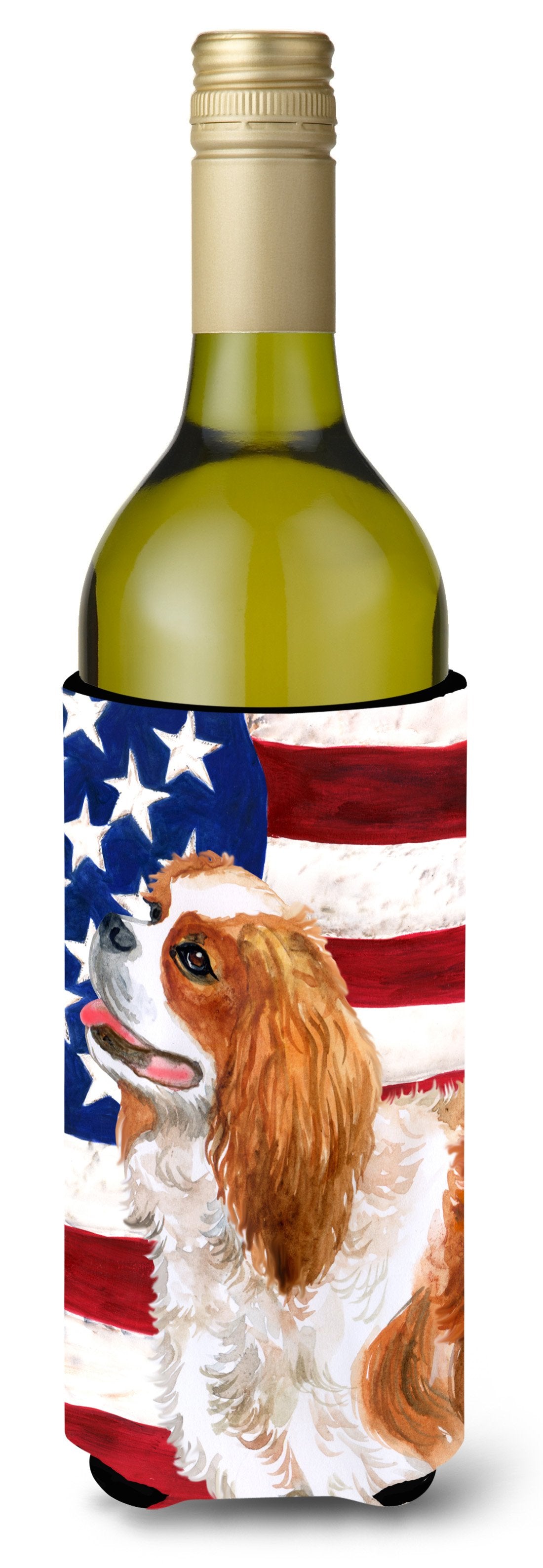 Cavalier Spaniel Patriotic Wine Bottle Beverge Insulator Hugger BB9663LITERK by Caroline&#39;s Treasures