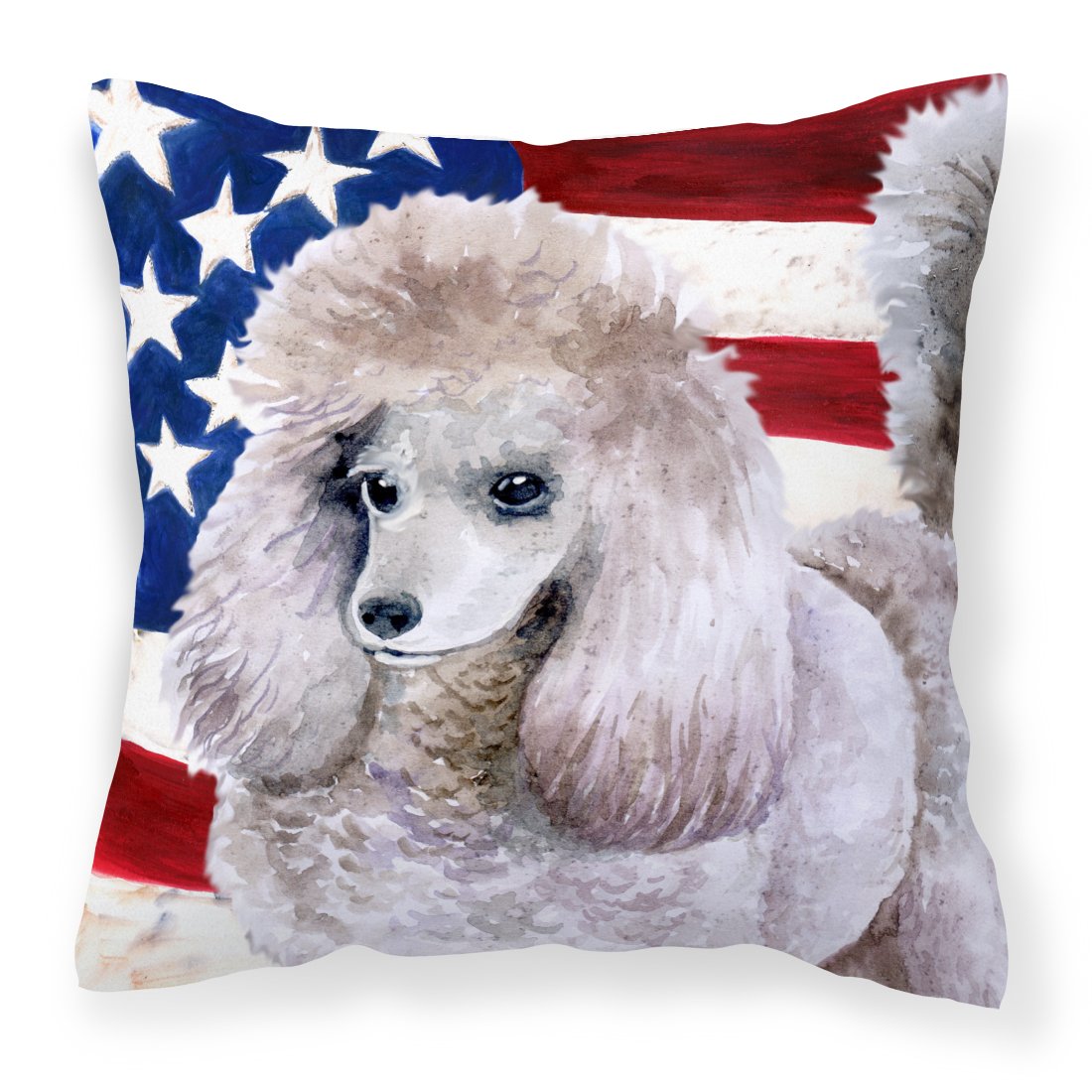 Poodle Patriotic Fabric Decorative Pillow BB9665PW1818 by Caroline's Treasures