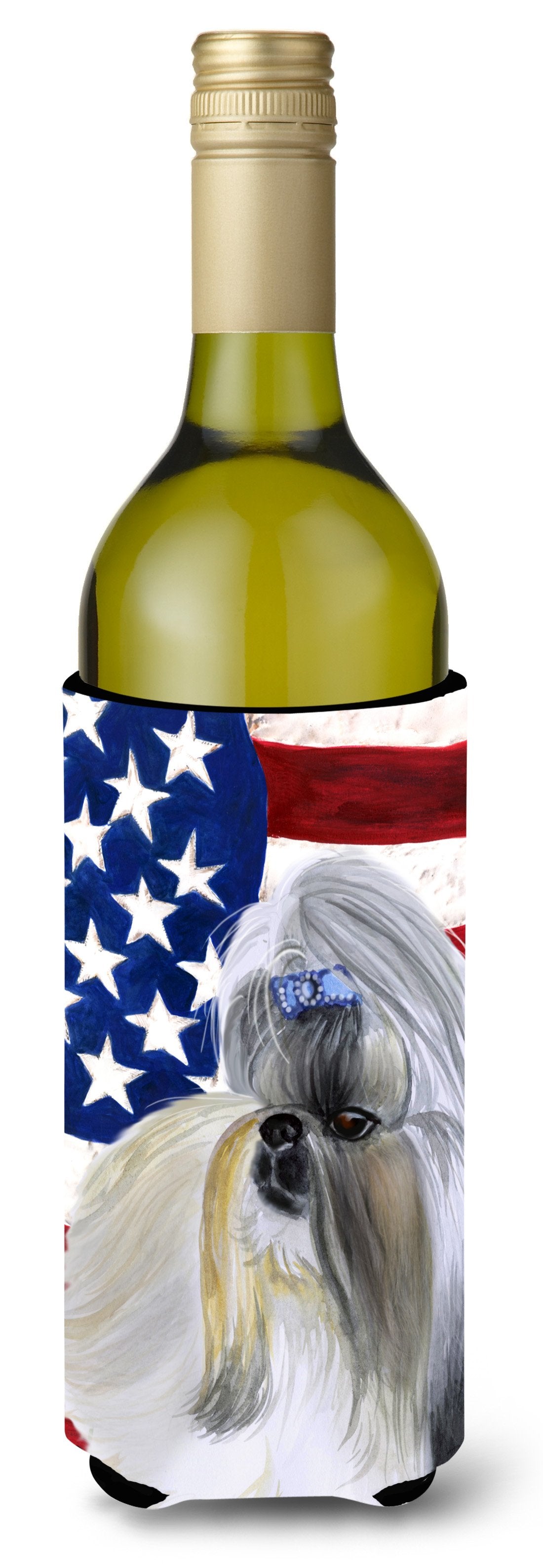 Shih Tzu Patriotic Wine Bottle Beverge Insulator Hugger BB9666LITERK by Caroline&#39;s Treasures