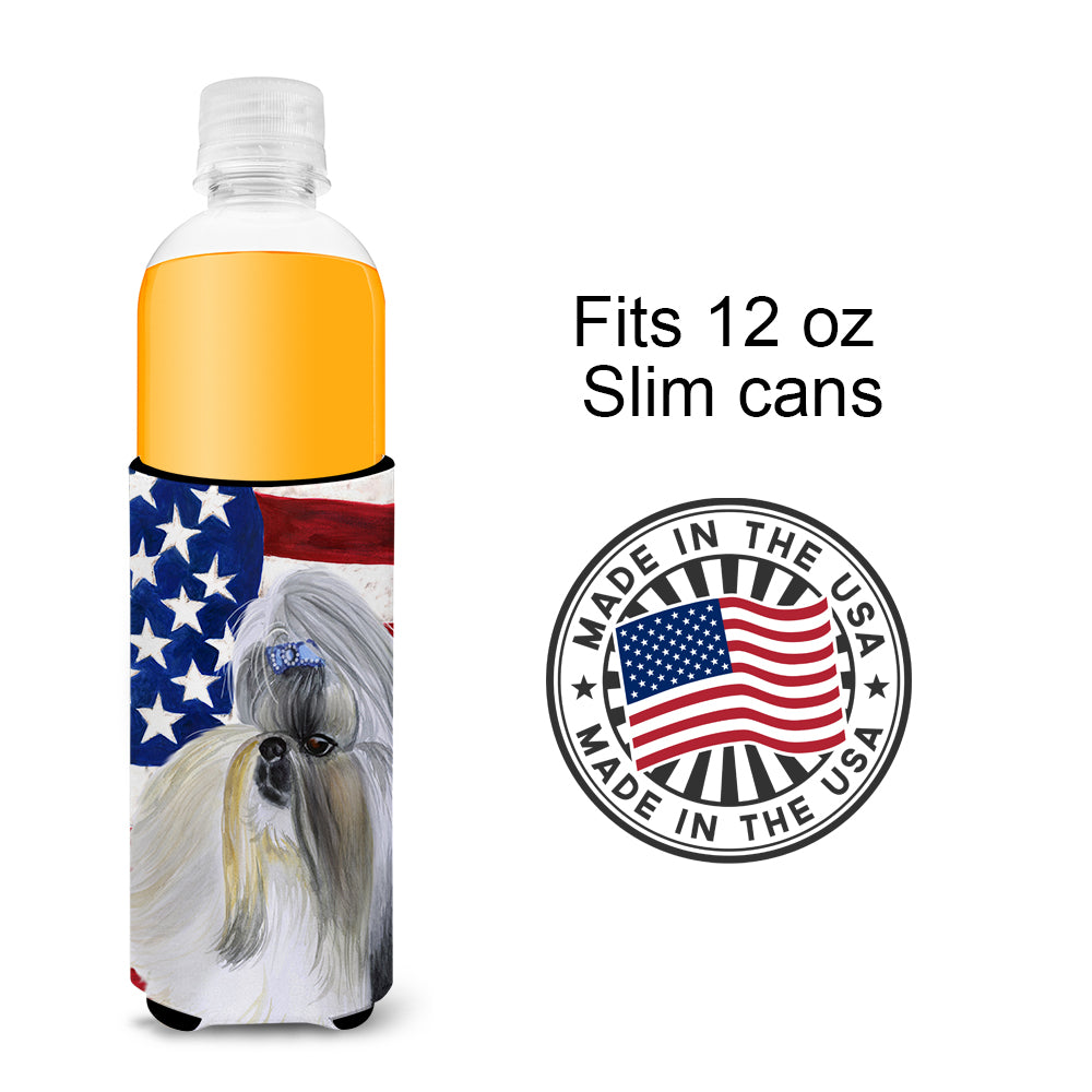 Shih Tzu Patriotic  Ultra Hugger for slim cans BB9666MUK  the-store.com.