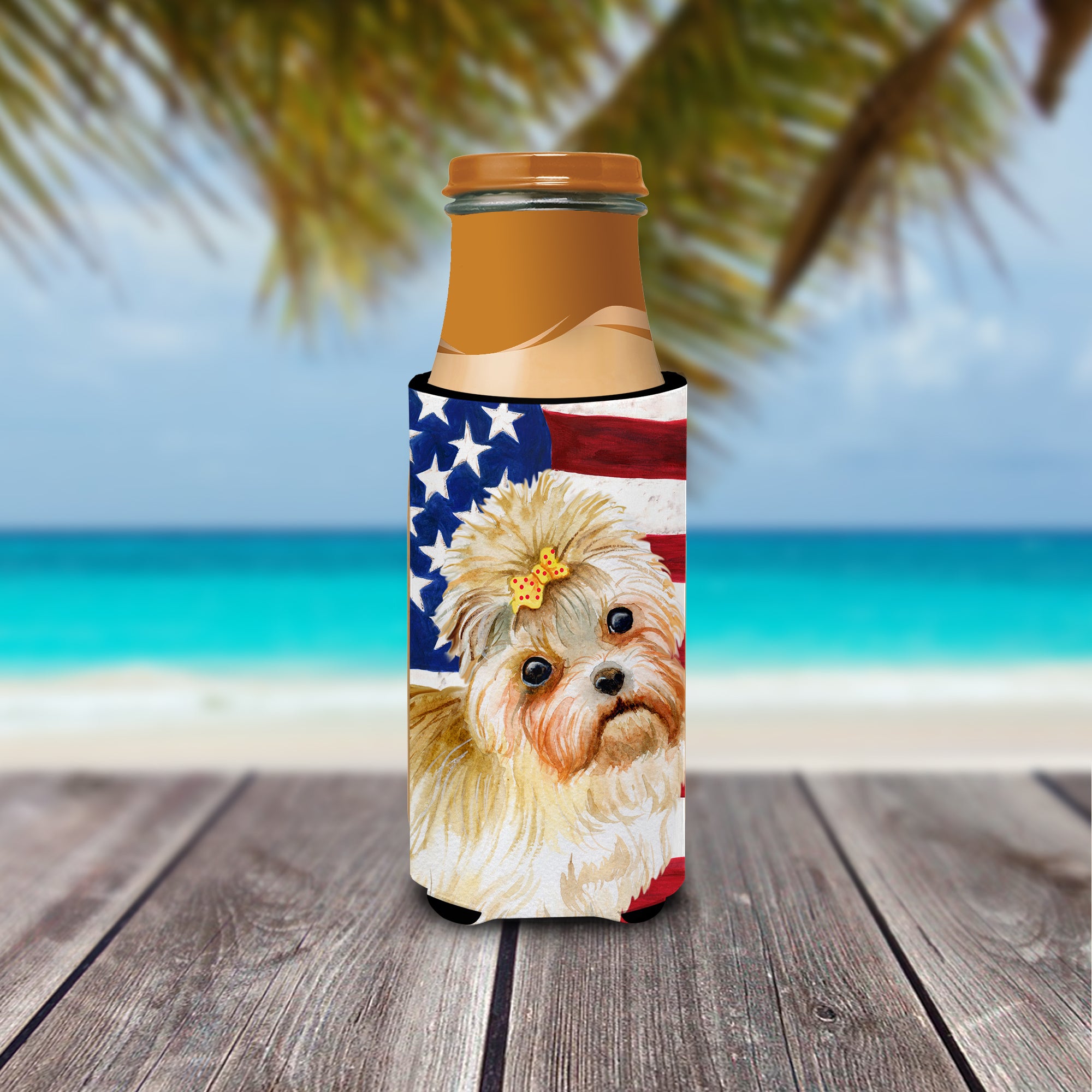 Morkie Patriotic  Ultra Hugger for slim cans BB9668MUK  the-store.com.
