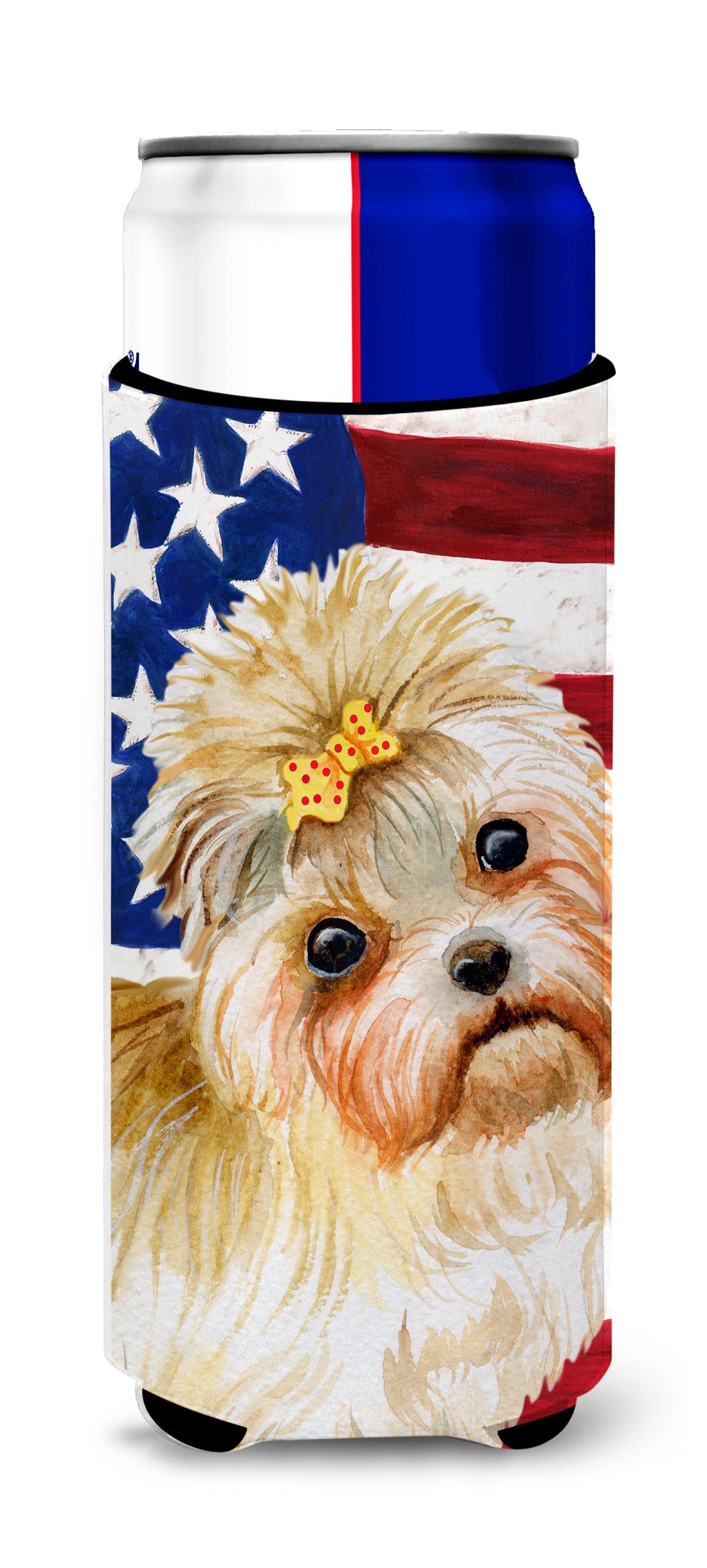 Morkie Patriotic  Ultra Hugger for slim cans BB9668MUK  the-store.com.