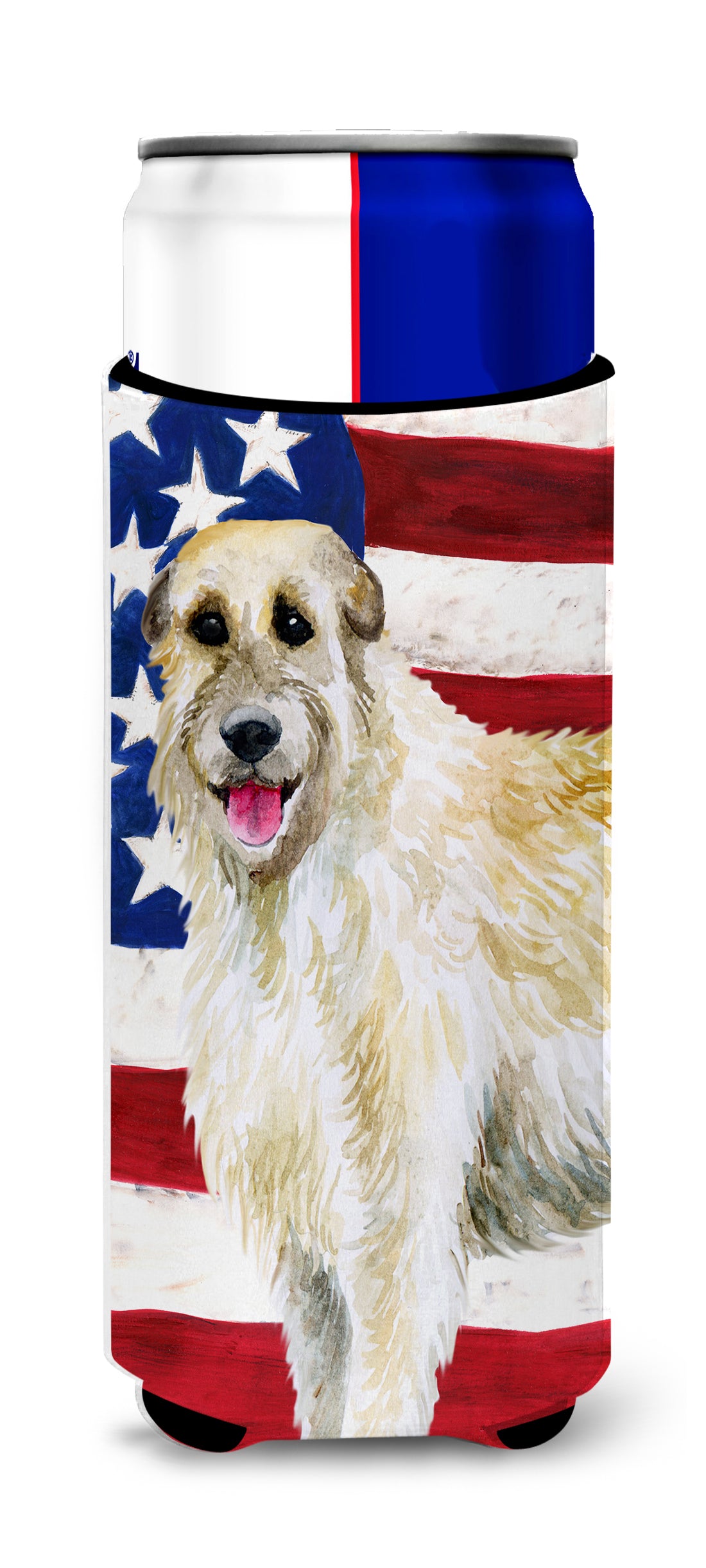 Irish Wolfhound Patriotic  Ultra Hugger for slim cans BB9670MUK  the-store.com.