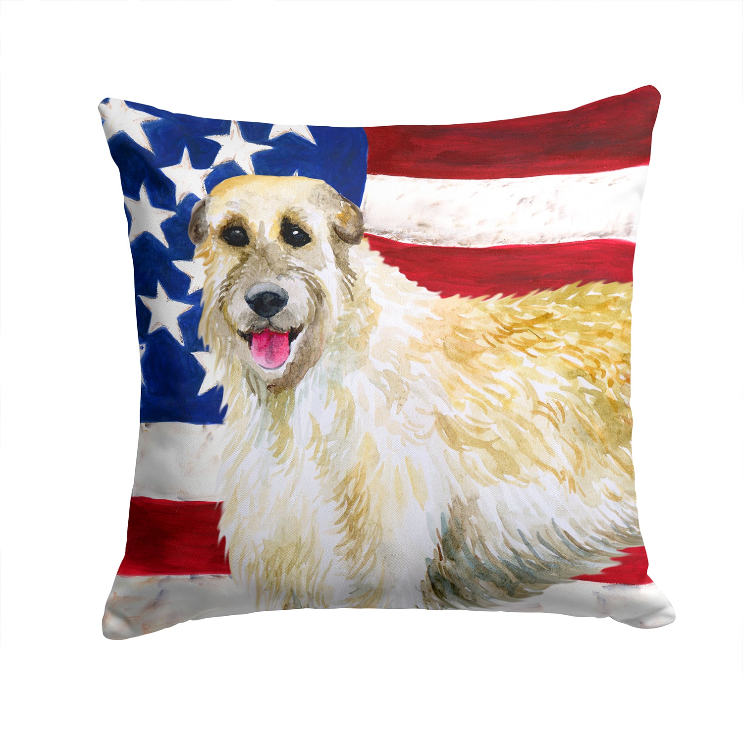 Irish Wolfhound Patriotic Fabric Decorative Pillow BB9670PW1414 - the-store.com