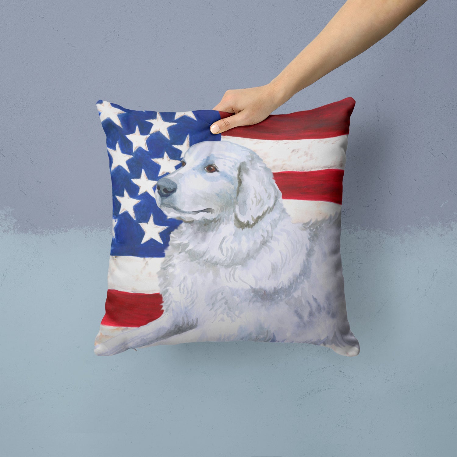 Maremma Sheepdog Patriotic Fabric Decorative Pillow BB9675PW1414 - the-store.com